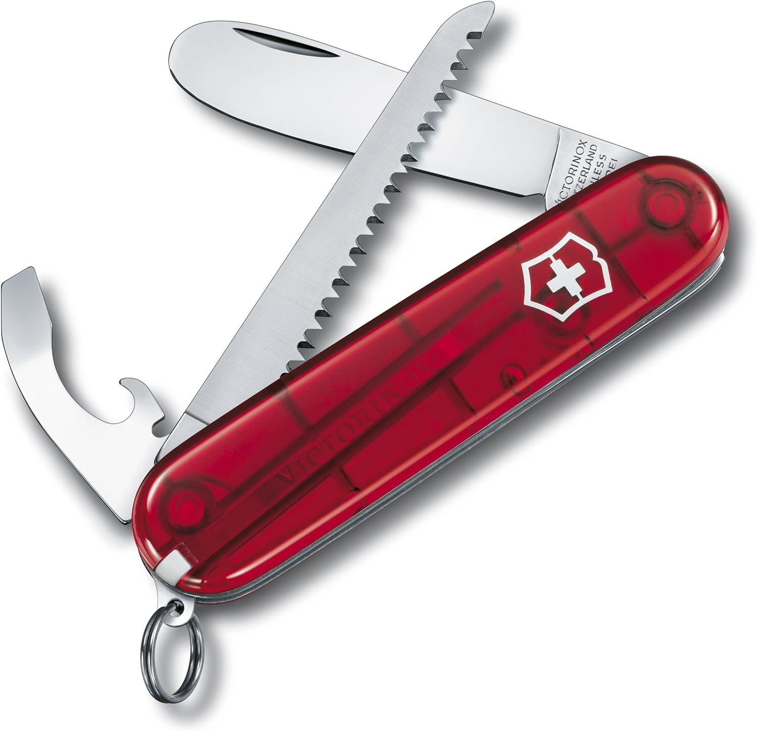 Victorinox 10054"My First Victorinox Children's Swiss Knife with Serrated Edge, Transparent Red