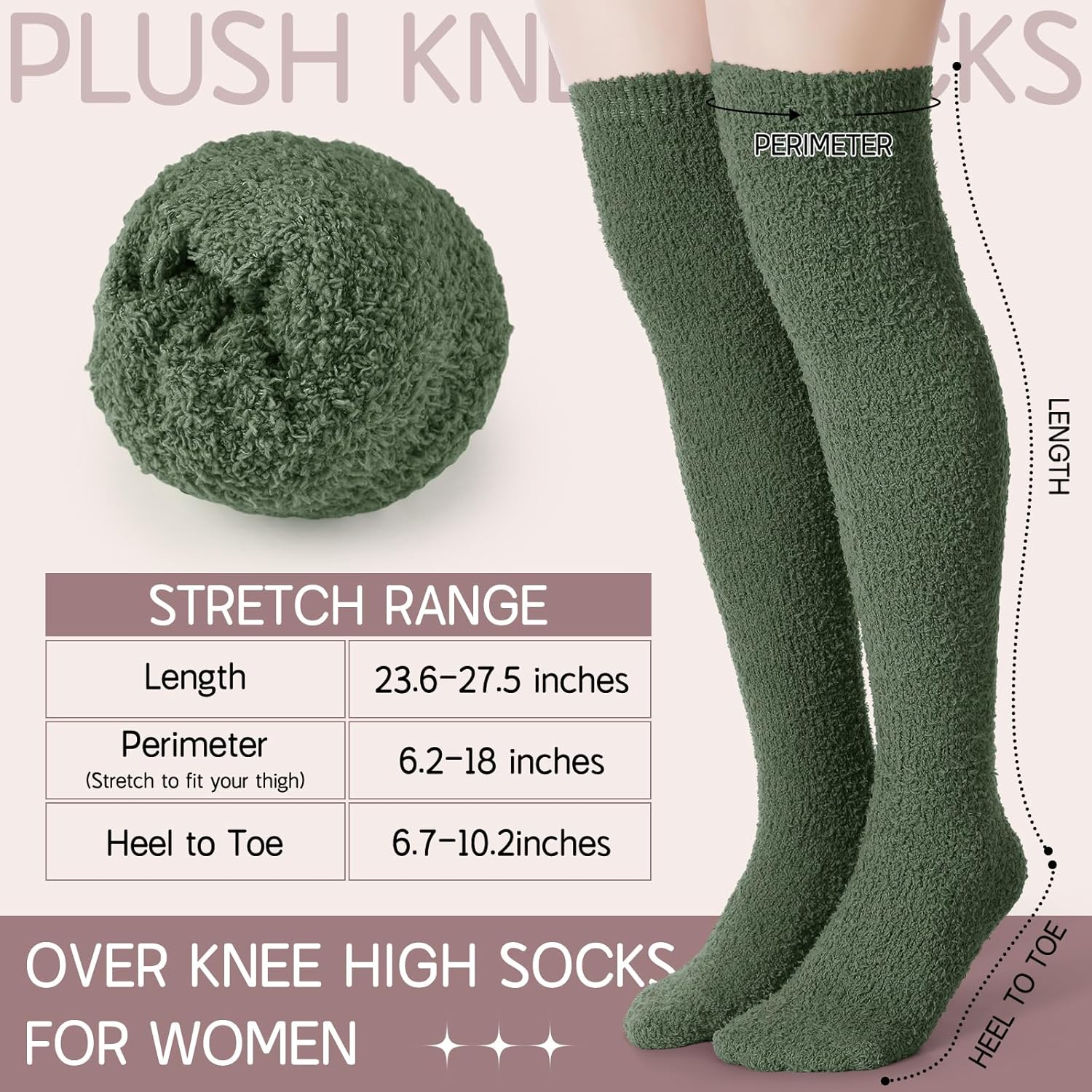 Liitrsh 6 Pairs Women Knee High Fuzzy Socks Soft Long Thigh High Warm stockings Cozy Slipper Plush Socks - Image 4