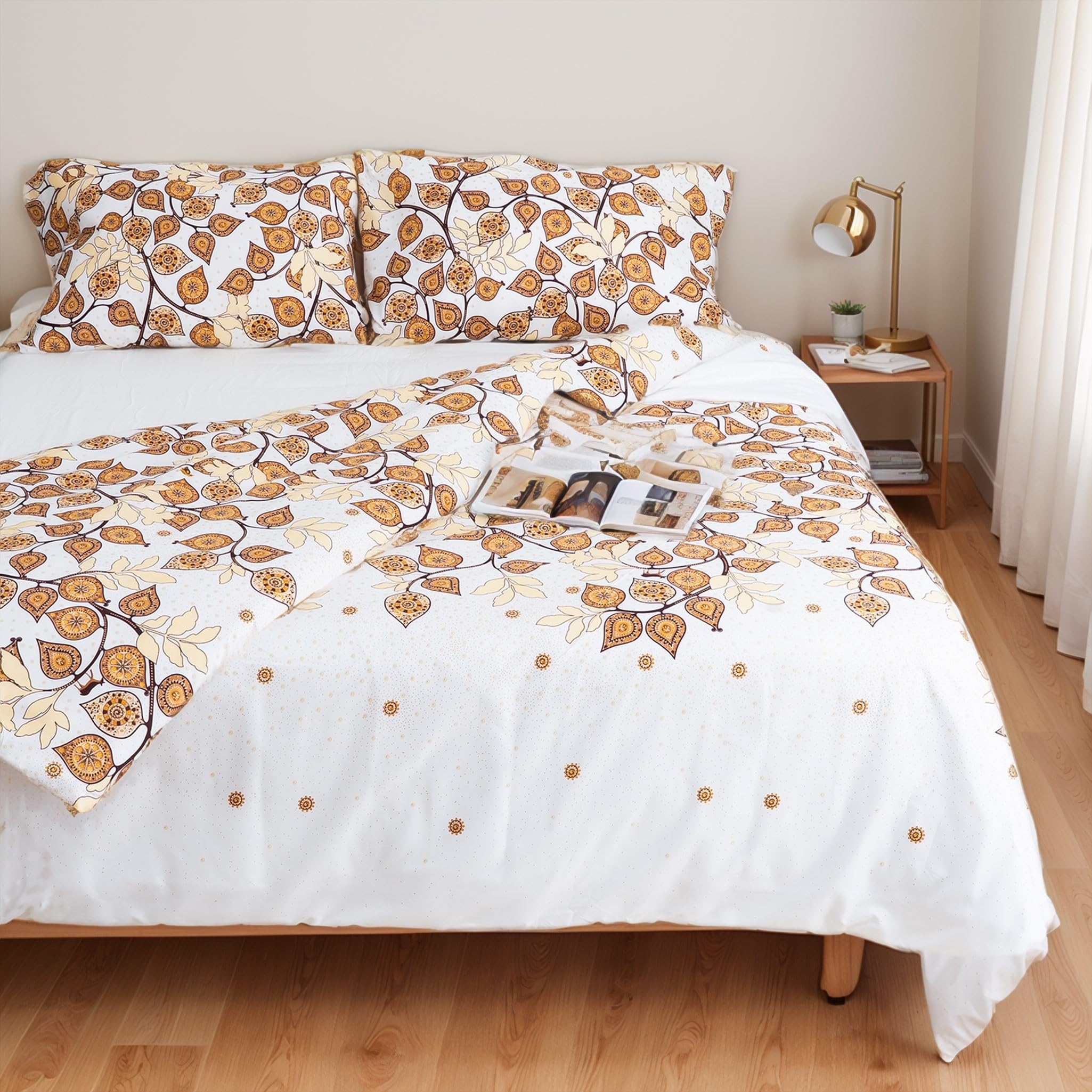 Etrexonline Juego de Funda Nórdica 4 Piezas Cama 150 Microfibra Suave Transpirable - 1 Funda Edredón 220x240 cm, 1 Bajera 150x200+30 cm y 2 Fundas de Almohada 50x75 cm (Pluma Azul) — view 41