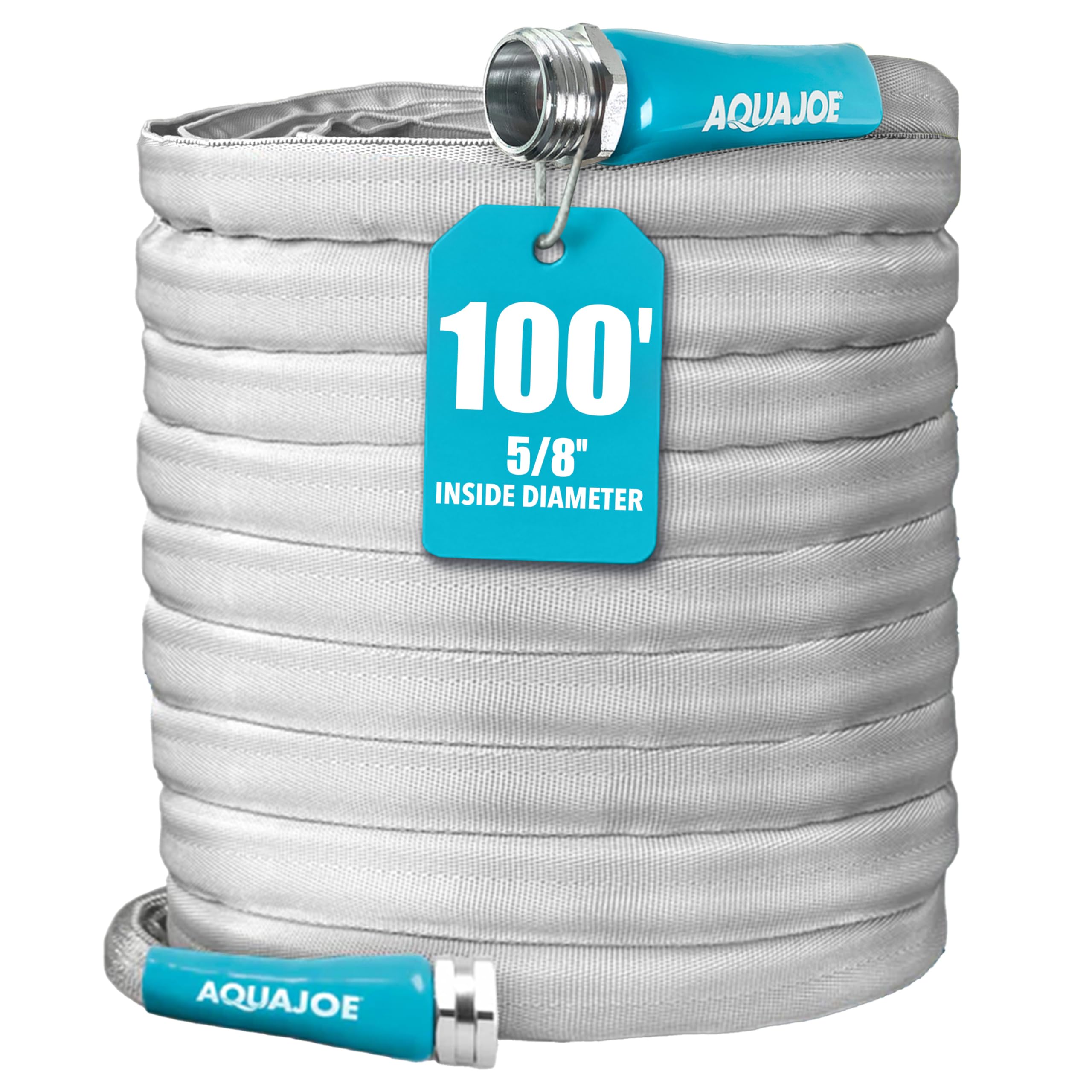 aqua joe ajfjh100-58-prx xtreme fiberjacket flexible, kink-resistant garden hose, 600 psi max, 5/8-inch diameter, 100 feet