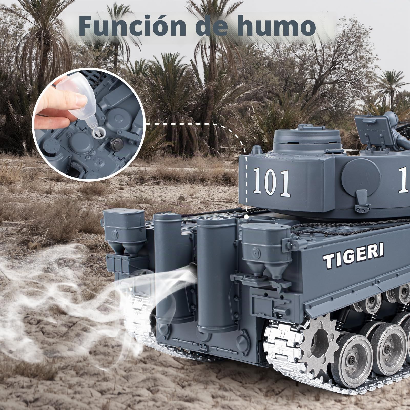 Supdex Tanque Teledirigido Batalla 1/18, RC Tiger I, 2.4Ghz Anque Control Remoto, Tanque Teledirigido con Sonido y Humo, Radiocontrol Kit de Juguete de para Adultos y Niños