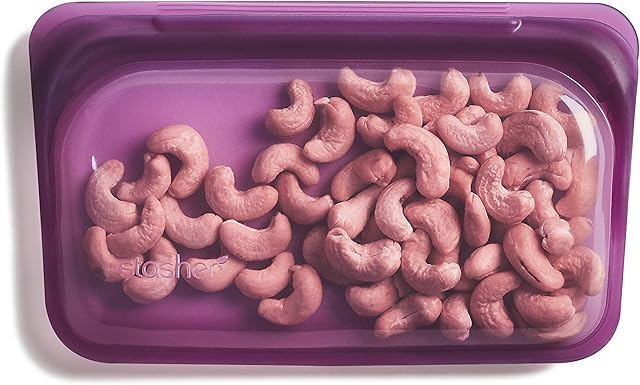 Stasher Silikonowa torba do przechowywania wielokrotnego użytku, pojemnik do przechowywania żywności, nadaje się do kuchenki mikrofalowej i zmywarki, bez wycieków, przekąski, zmierzch