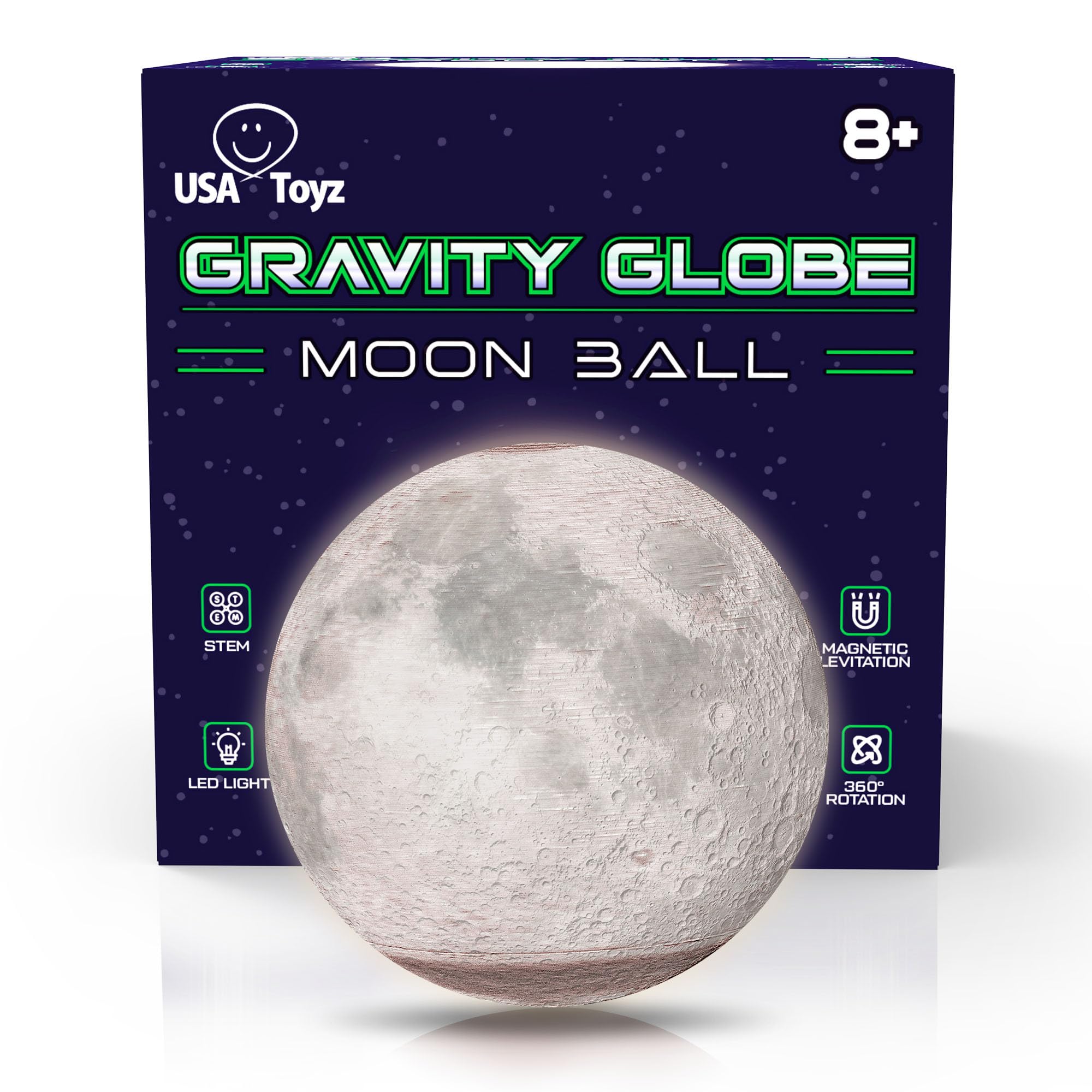 USA Toyz Gravity Globe Moon Ball Accessory (Globe Only) - 3.5” Magnetic Levitating Planet Ball with Multicolor LEDs, Ambient Light, Changeable Solar System Planet, Compatible with Gravity Globe Base