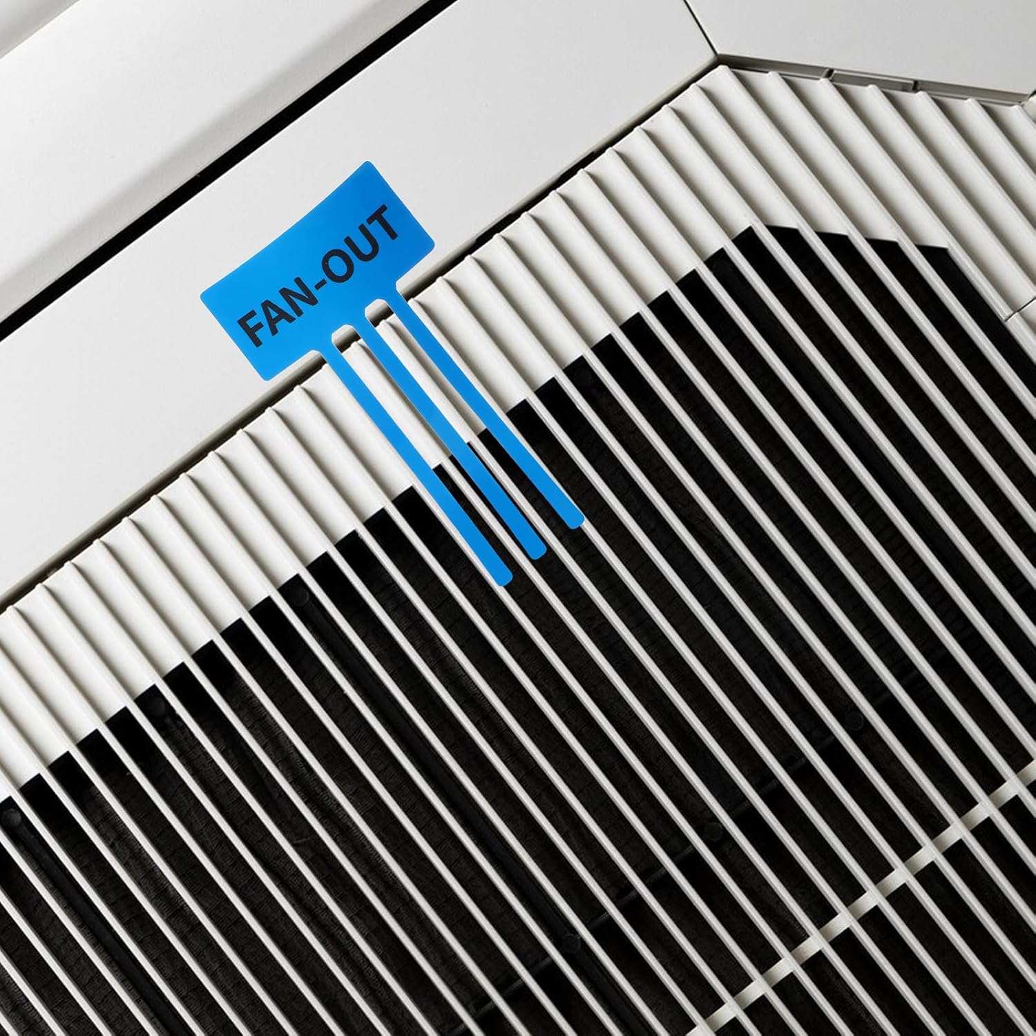 KICHOUSE 100pcs Air Conditioner Indication Stickers - Fan in and Fan Out Airflow Indicating Stickers - Adhesive Direction Labels for Industrial HVAC Inlet Outlet