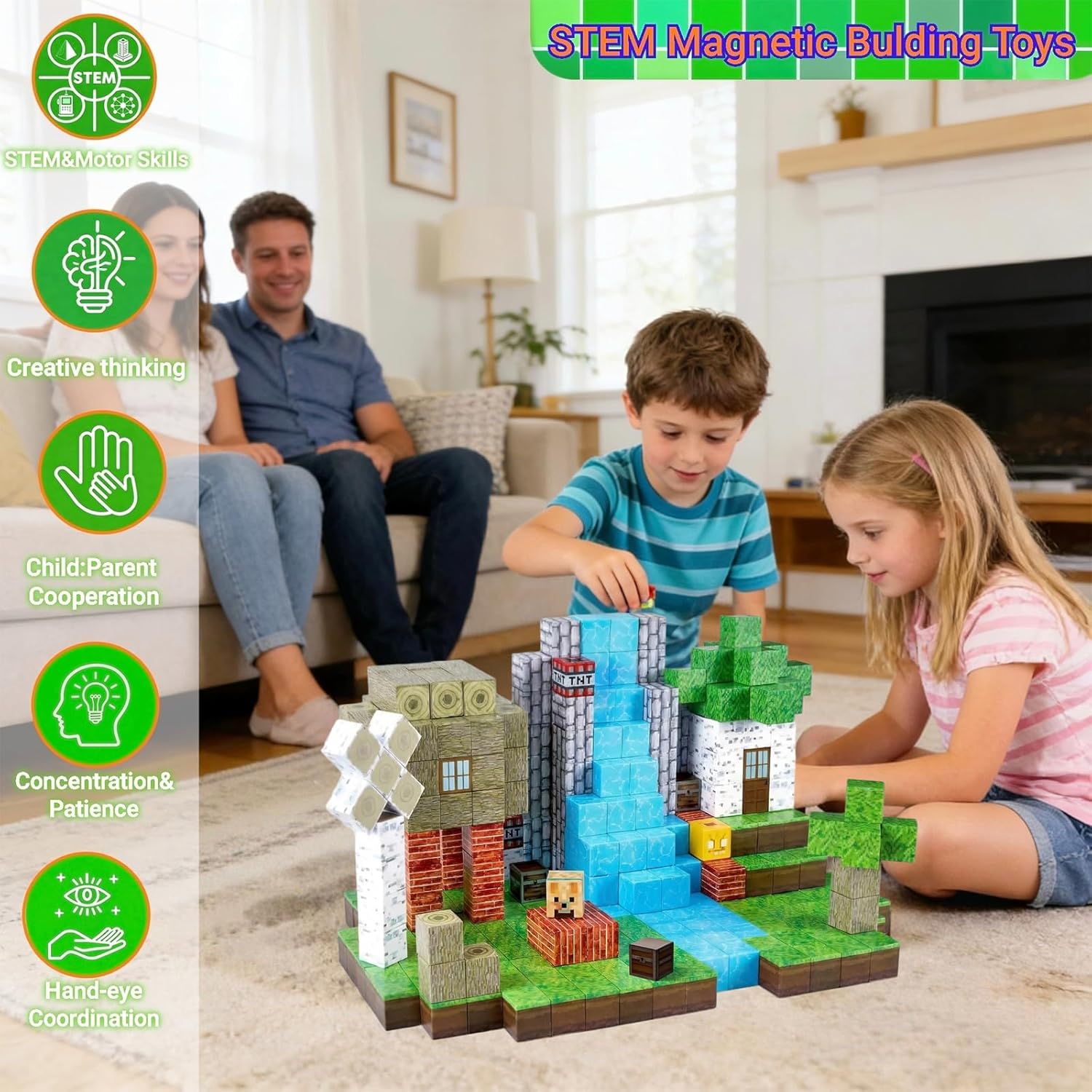 Magnetic Building Blocks 100PCS, STEM Montessori Construction Toys for Toddlers Age 3 4 5 6 7 8 9-13, for Boys & Girls
