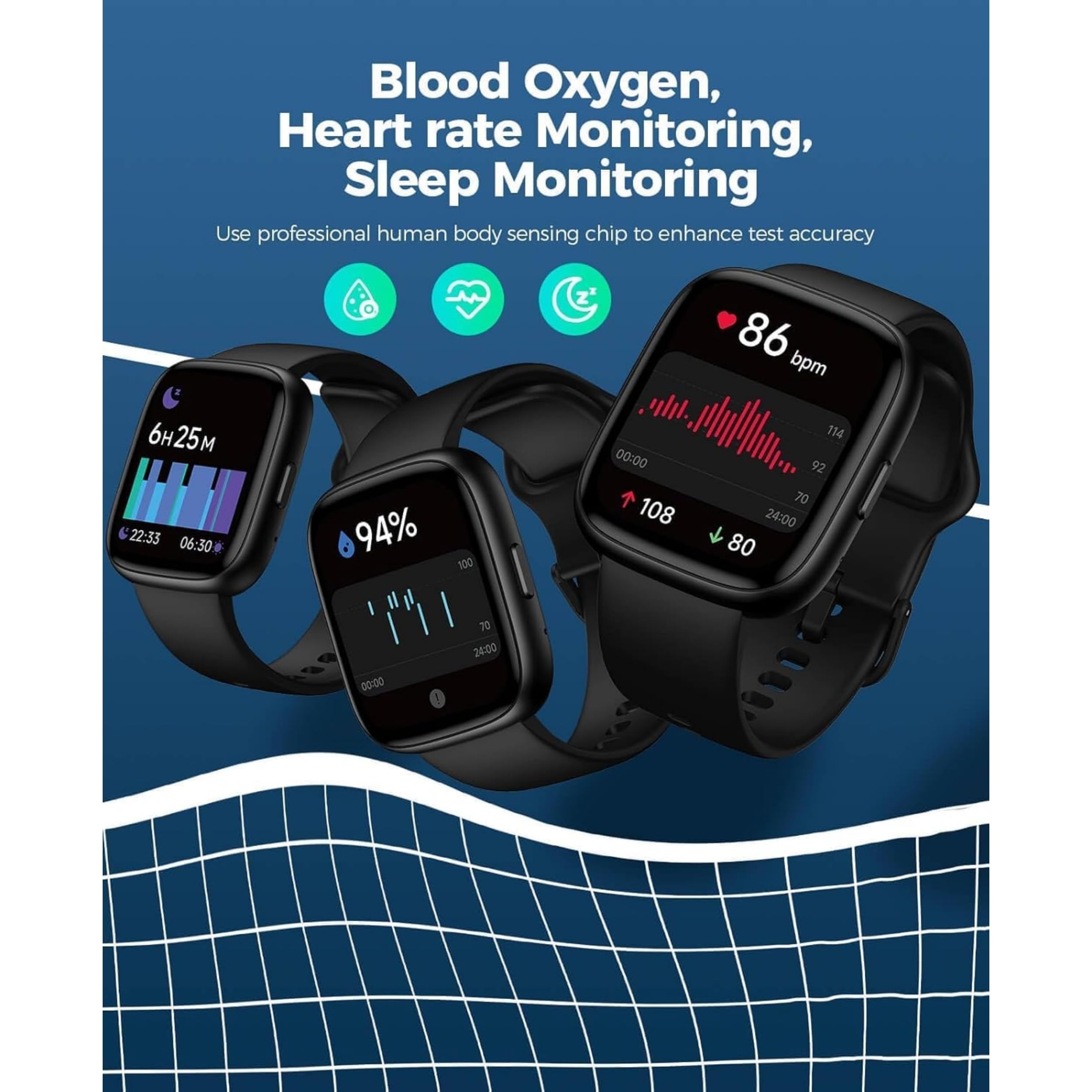 Montre Connectée Smartwatch Alexa Intégré 1,83" HD IP68 Étanche 100+ Modes Sportifs Fréquence Cardiaque Noir