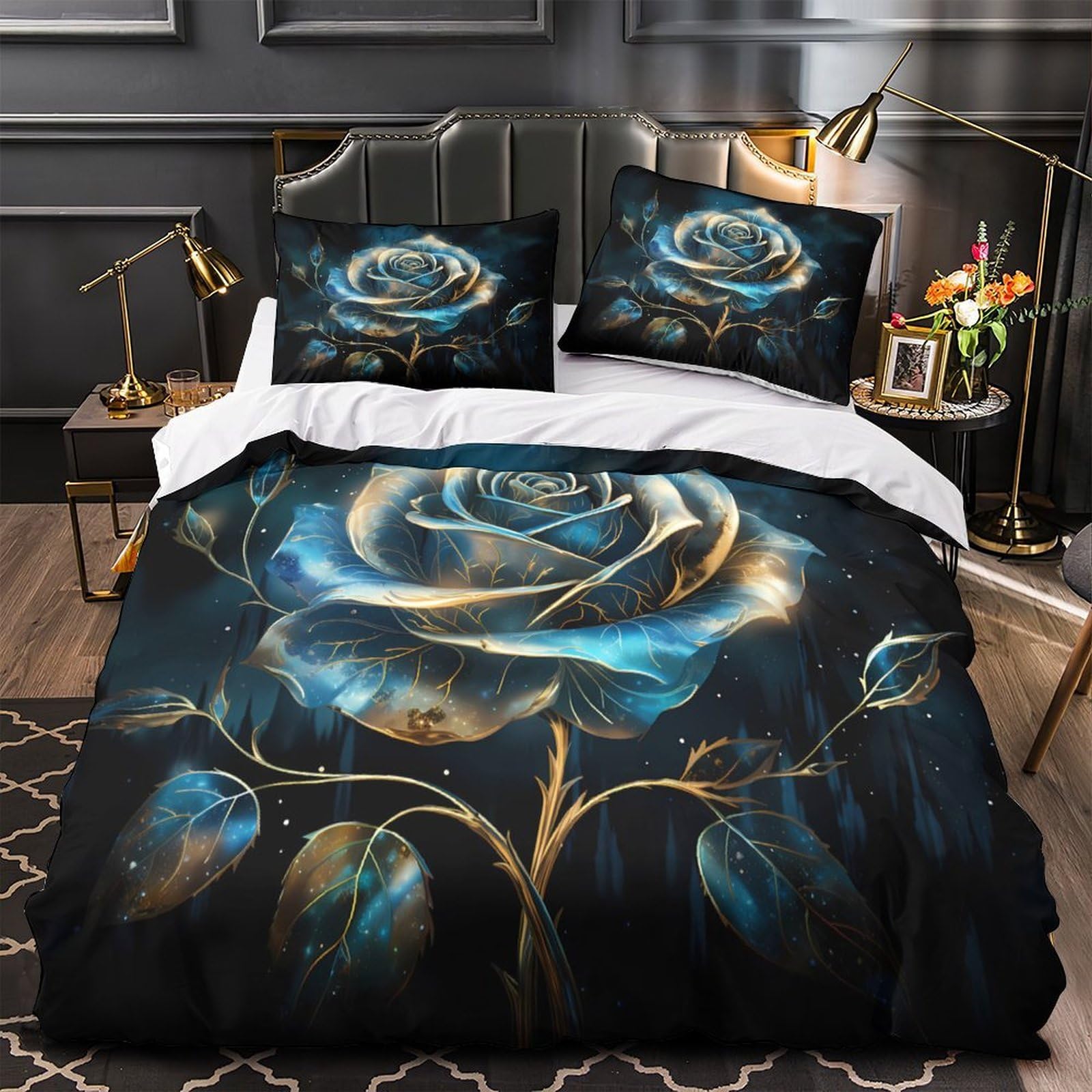 BlueRoseArt Quilt Cover 3D Design Printed Super Soft 3 Pcs Bedding Set Zipper FantasyDigitalStyle Duvet Cover Ultra Soft Anti-allergic for Kids Adults Women Teens Youth Boys Super king（260x220cm）