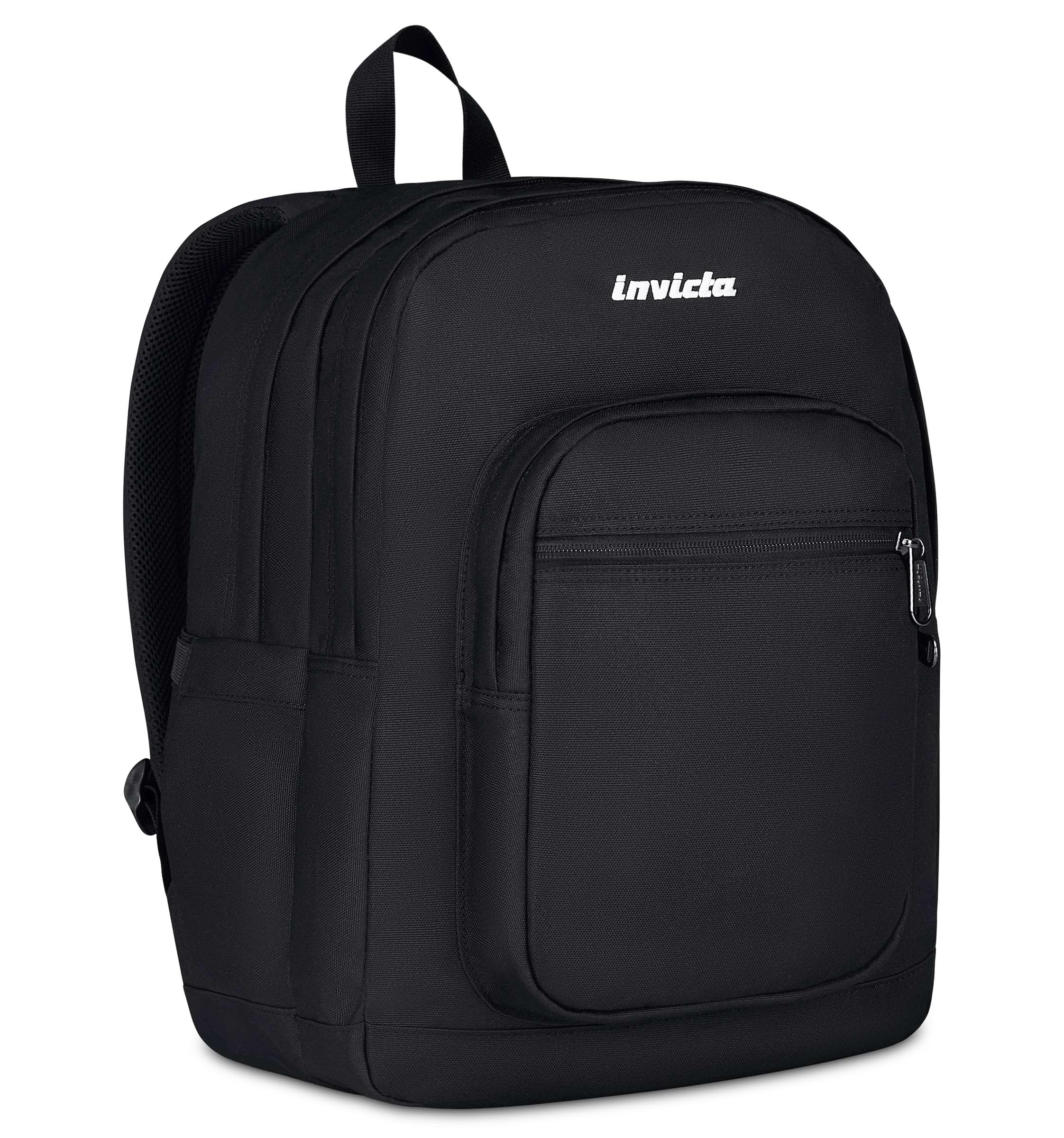 Invicta Jelek Zaino Scuola Media Ragazzo Ragazza, Scuola Superiore, Tinta Unita, Scomparto PC, Tasca Borraccia, nero