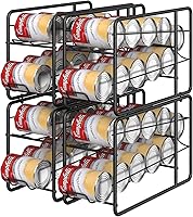 Vista 6 de MOOACE Paquete de 4 Estantes Dispensadores de Latas, Organizador Soporte Apilable de Almacenamiento de Latas para Alimentos Enlatados Gabinete