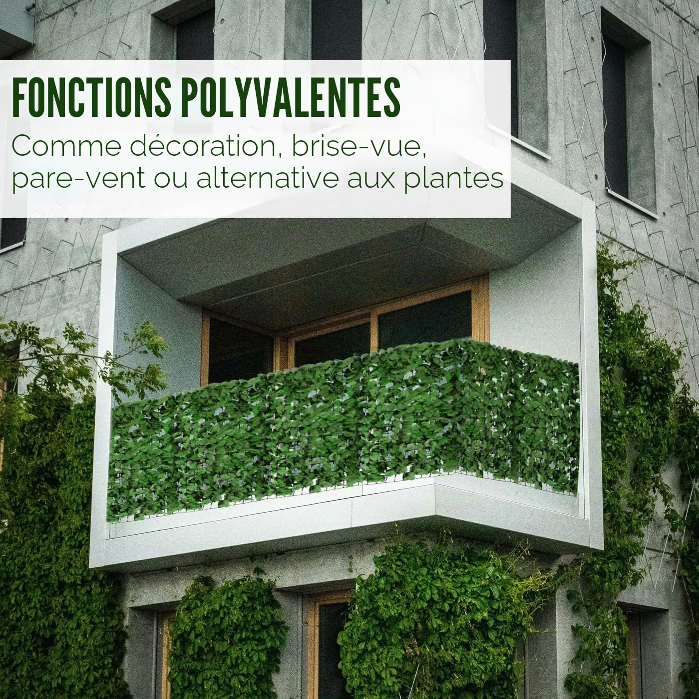 Mendler Pare-Vue Balcon Feuilles foncés, clôture - 300x150cm