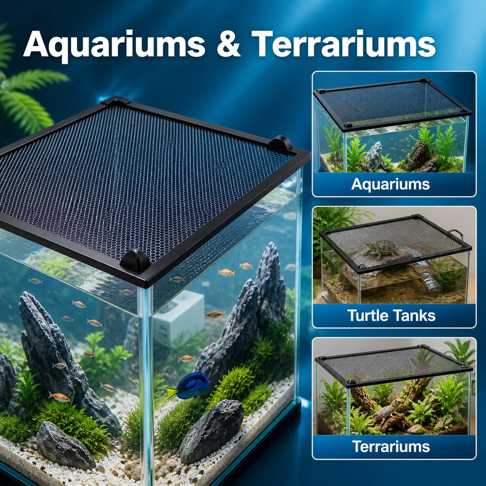 Aquariumabdeckung aus Netzgewebe,Magnetisches Aquarium Anti Spring Netz,Fischs Aquarium Anti-Jumping Netzabdeckung,Ventilation,Transparency,für Fischen und Reptilien