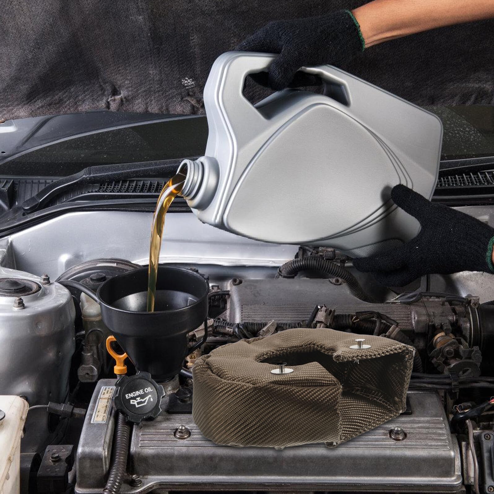 ORFOFE Copertura Motore Turbo Blanket T3 Scudo Termico Resistente Alte Temperature, Protezione Turbocompressore per Motori Diesel, Riduzione Rumore e Sicurezza Motore Automobili
