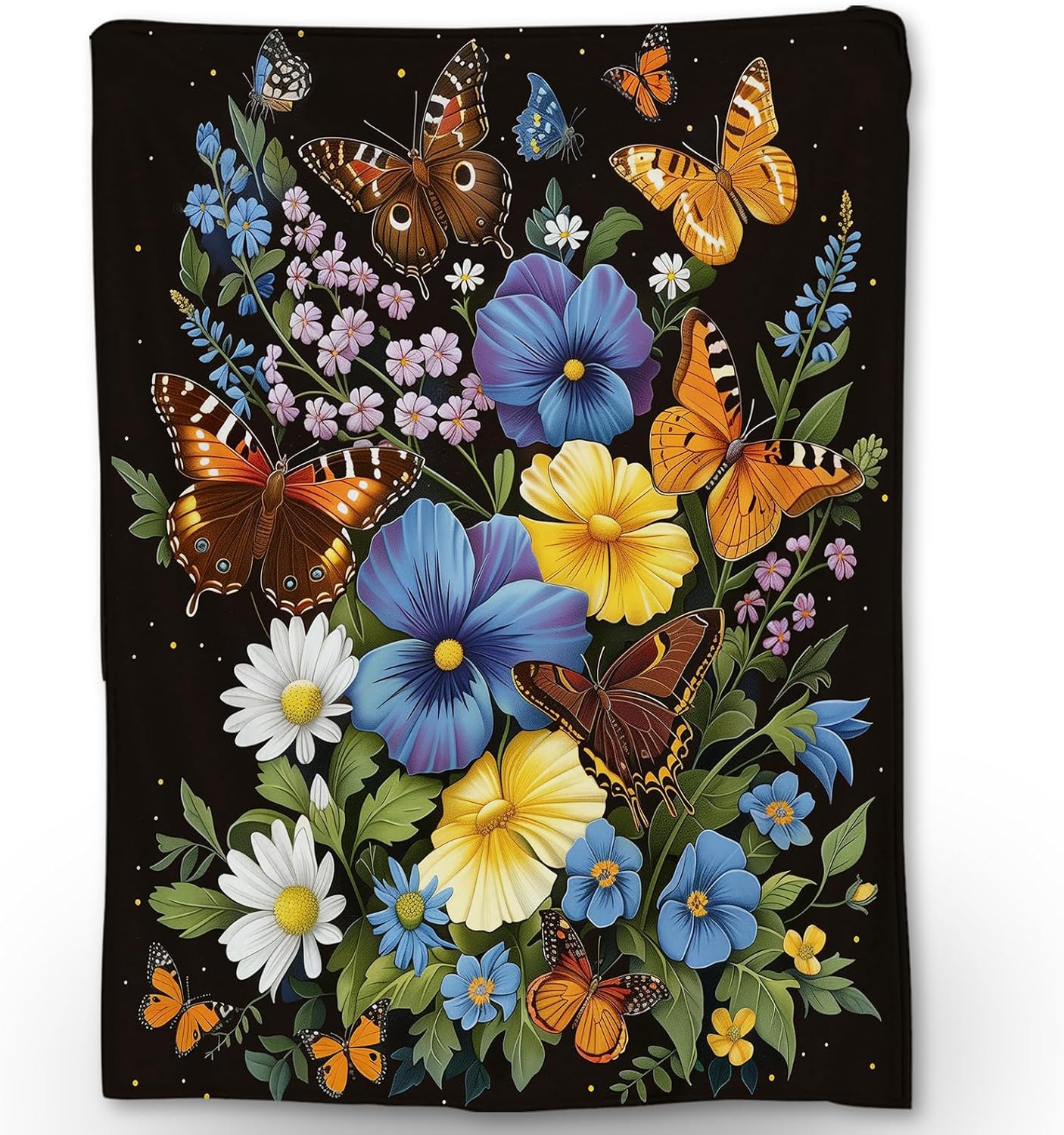 Floral & Butterfly Blanket | Soft Warm Fuzzy Lightweight Flannel Throw Blanket Perfect for Couch, Bed, Decor, Travel & Outdoor Use, Cozy Blankets for Women Girls 60×50 in