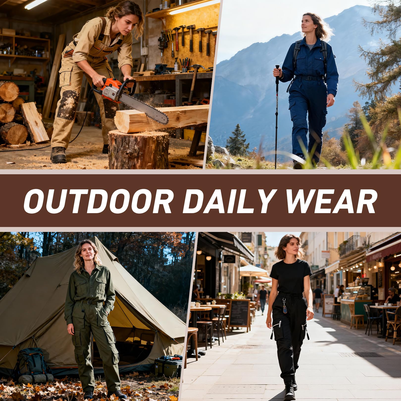 Cargohose Damen Arbeitshose Outdoorhose Stretch Wanderhose Trekkinghose Sommer Leichte Multi Taschen Militärhosen Relaxed-Fit Arbeitshose Damen