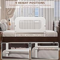 Vista 3 de Baranda de cama para niños pequeños, protector de baranda de cama de bebé para niños, barandas de cama para niños pequeños con ajuste de anclaje