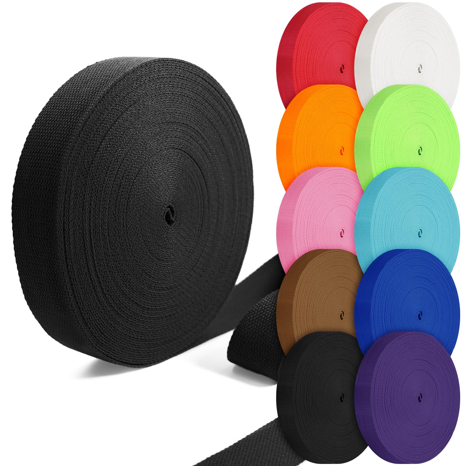 Cotton Webbing 1 inch 1.5 inch 2 inch Webbing Tote Strap Canvas Straps for Bags, 10 25 50 3.3 Yards Cotton Polyester Webbing