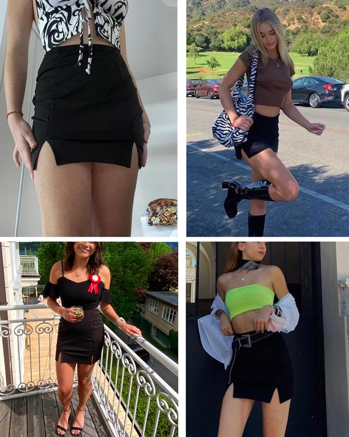 Slit Skirt for Women High Waist Sexy Mini Leg Slit Bodycon Skirts Stretchy - Image 6