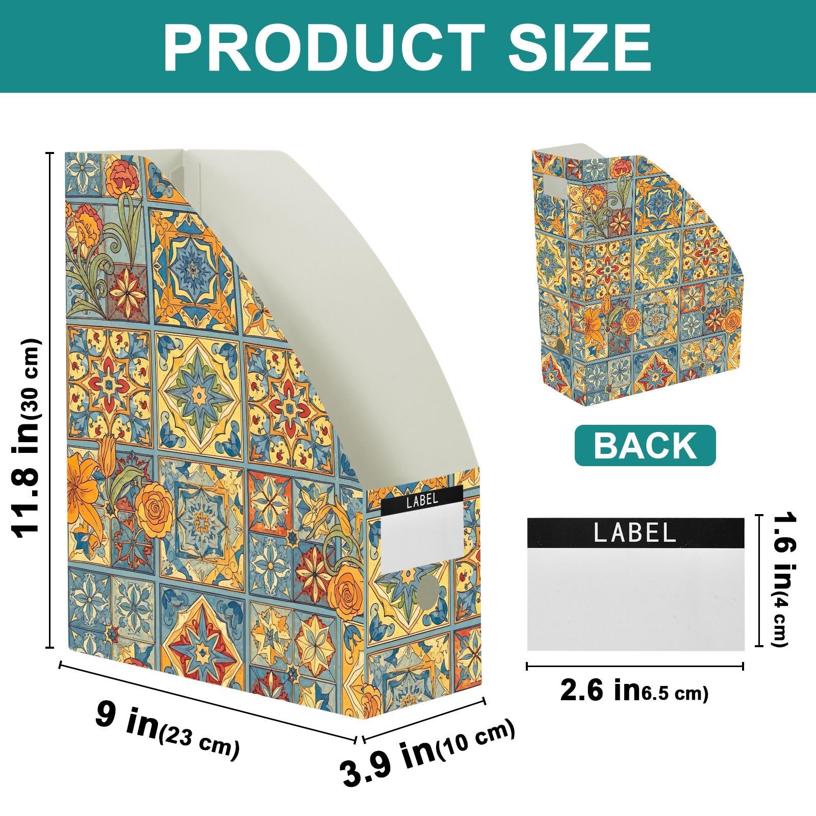 Organiseur de dossiers à clipser Motif floral Bleu
