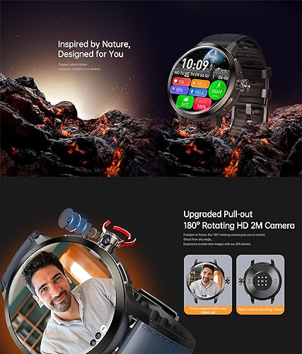 Miniatura 2 de Reloj inteligente 4G SL8541E Quad Core 2GB+16GB Cámara giratoria Reloj para hombres 1.75 pulgadas AMOLED pantalla grande Android 8.1 Smartwatch