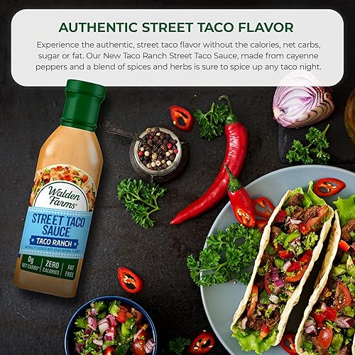 Miniatura 5 de Walden Farms Street Taco Sauce Taco Ranch - Sin calorías, sin gluten, bajo en carbohidratos, apto para dieta cetogénica, sin azúcar, sabor picante