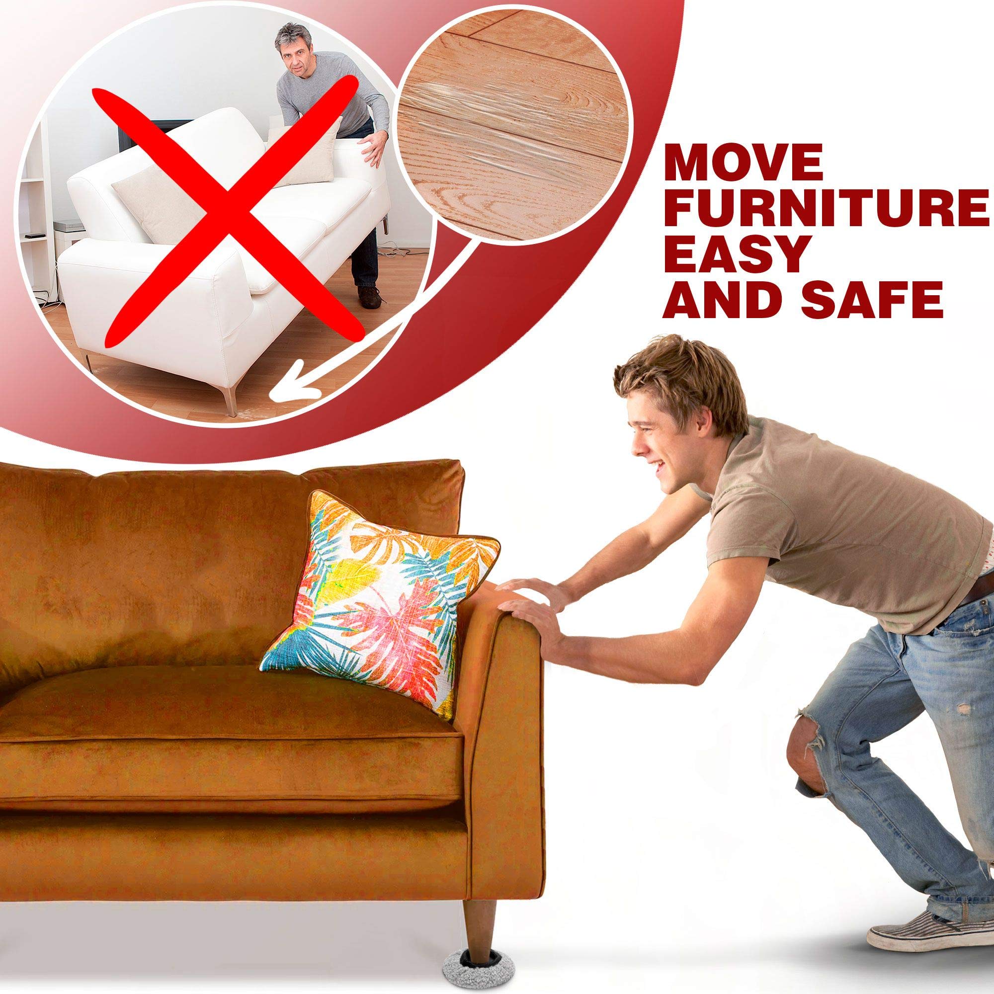 Furniture Sliders XPROTECTOR MultiSurface Sliders for Carpet Furniture Movers Hardwood