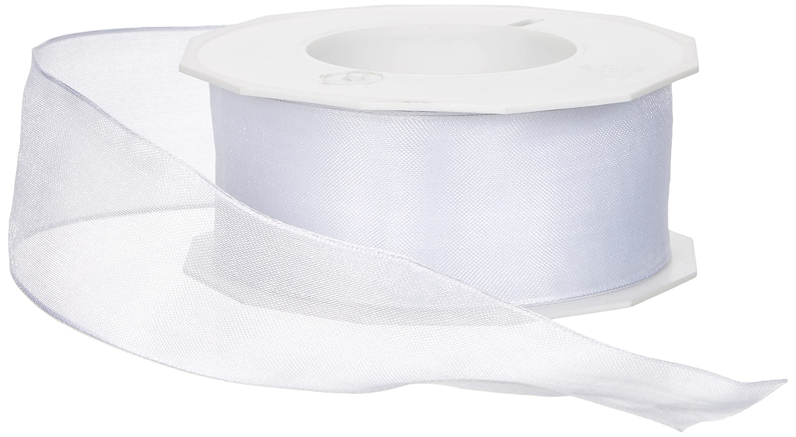 Nastro Organza Rinforzato Bianco 25mm X 25m - PRÄSENT C.E. Pattberg, Ideale Per Regali E Decorazioni