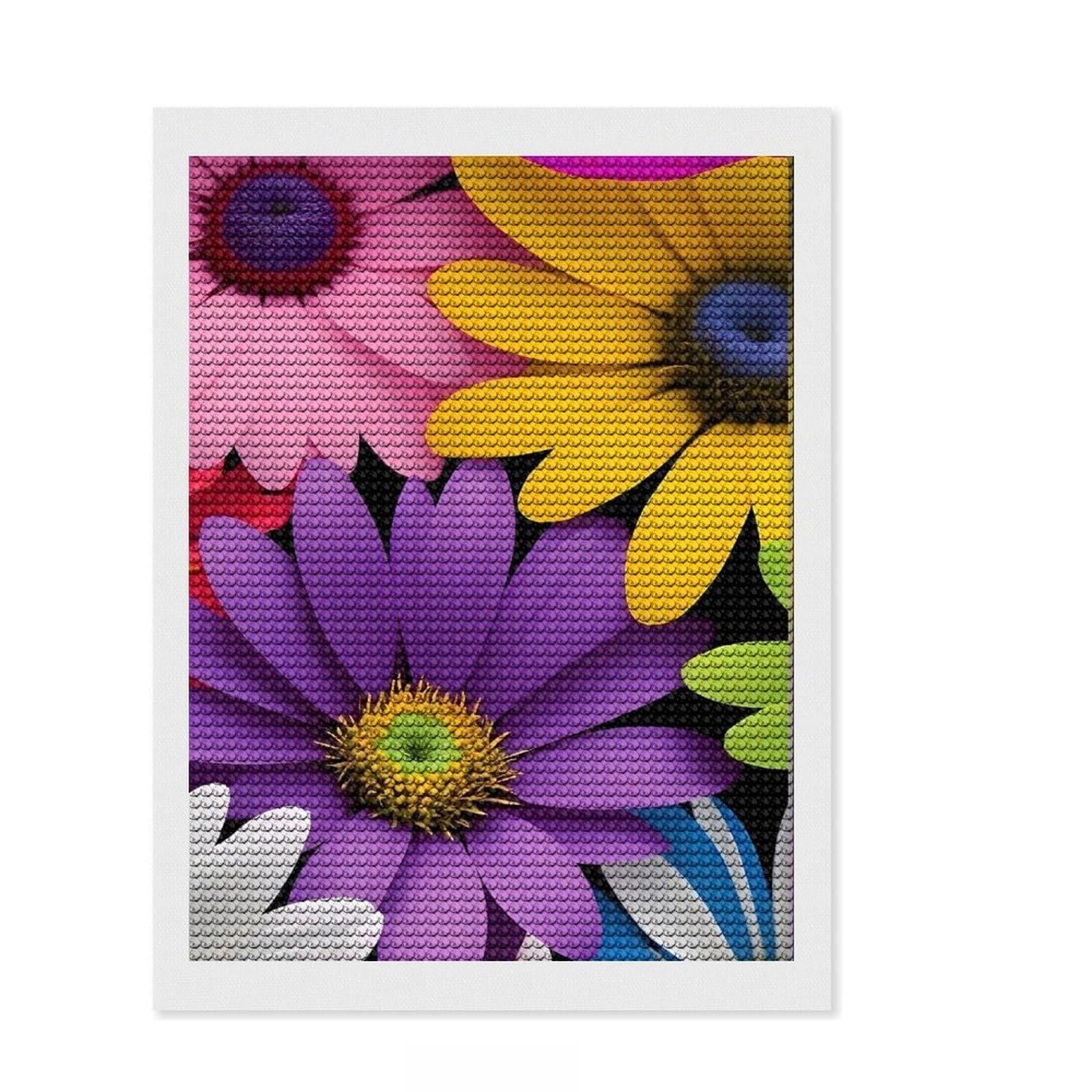 Junmoney Wallpapers Flower Diamond Painting Kit 12"x16", Home Wall Decor, for Women, Creative Leisure Activity, Festive Craft Gift