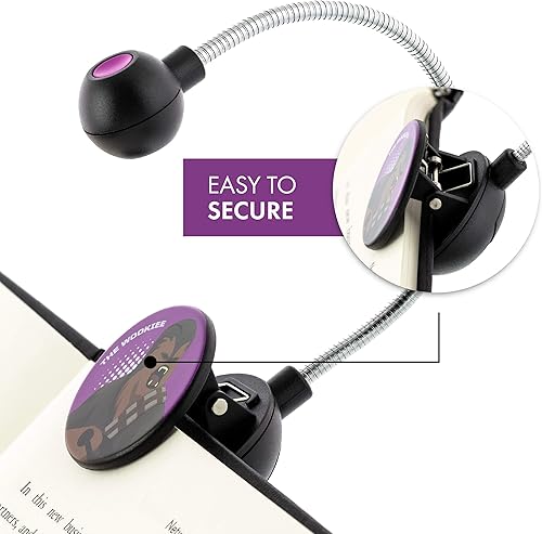 Miniatura 3 de WITHit Luz de libro con clip de Star Wars, la galaxia de aventuras Wookiee, luz de lectura LED Chewbacca, brillo reducido, portátil, luz ligera para