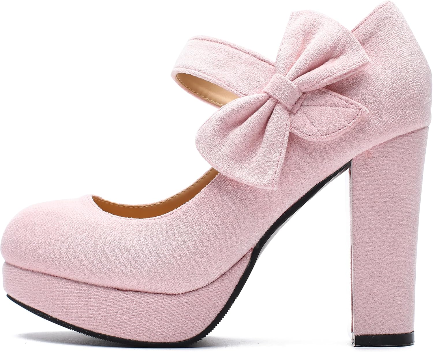 MAIERNISI JESSI Women's Platform Mary Jane Pumps with Bow, 3.94 Inch Block Heel Dress Shoes - Image 4