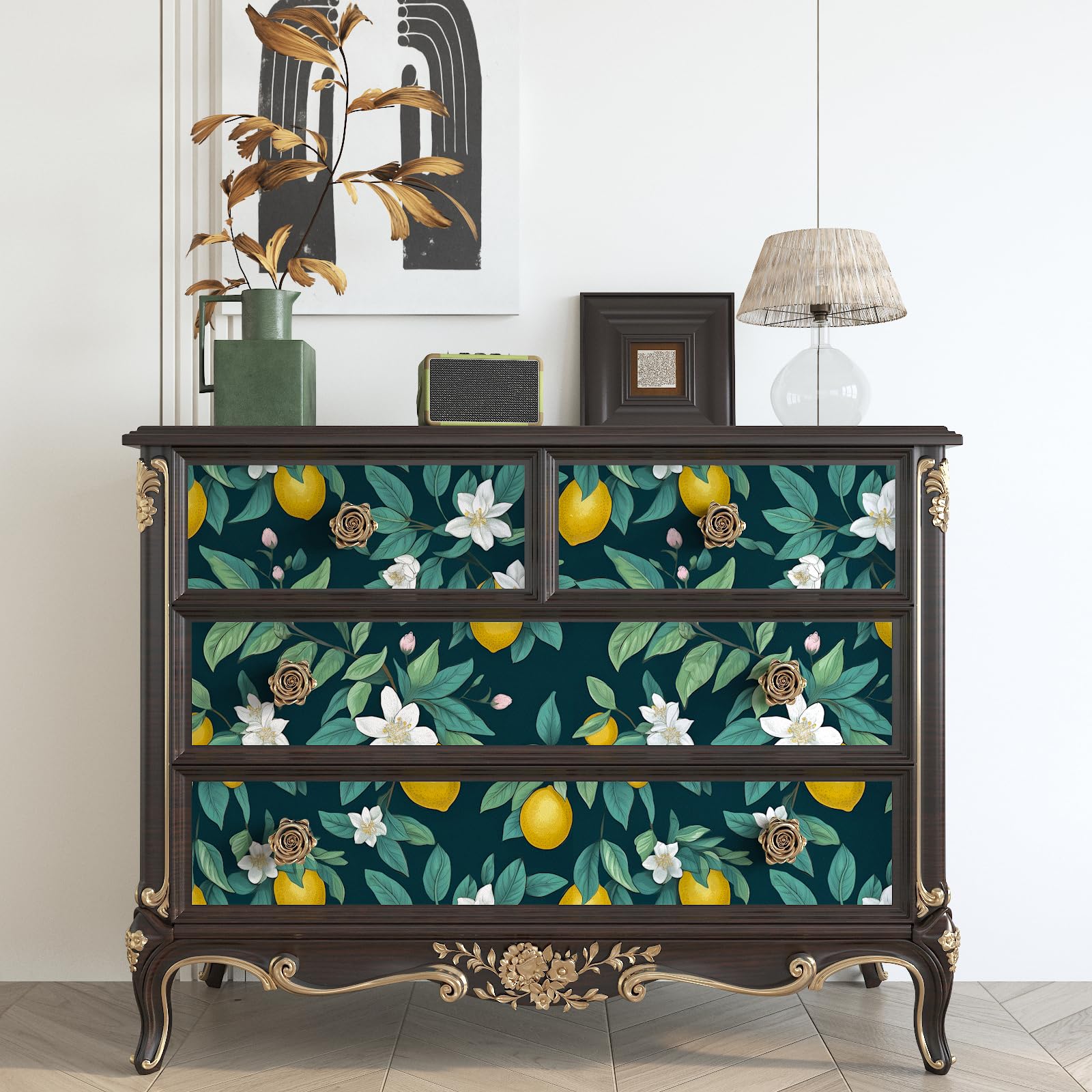 FunStick 17.5"x590" Peel And Stick Wallpaper Vintage Black Floral Wallpaper Removable Pink Peony Flower Wall Paper For Bedroom Living Room Renter Friendly Dark Floral Contact Paper For Drawers Walls