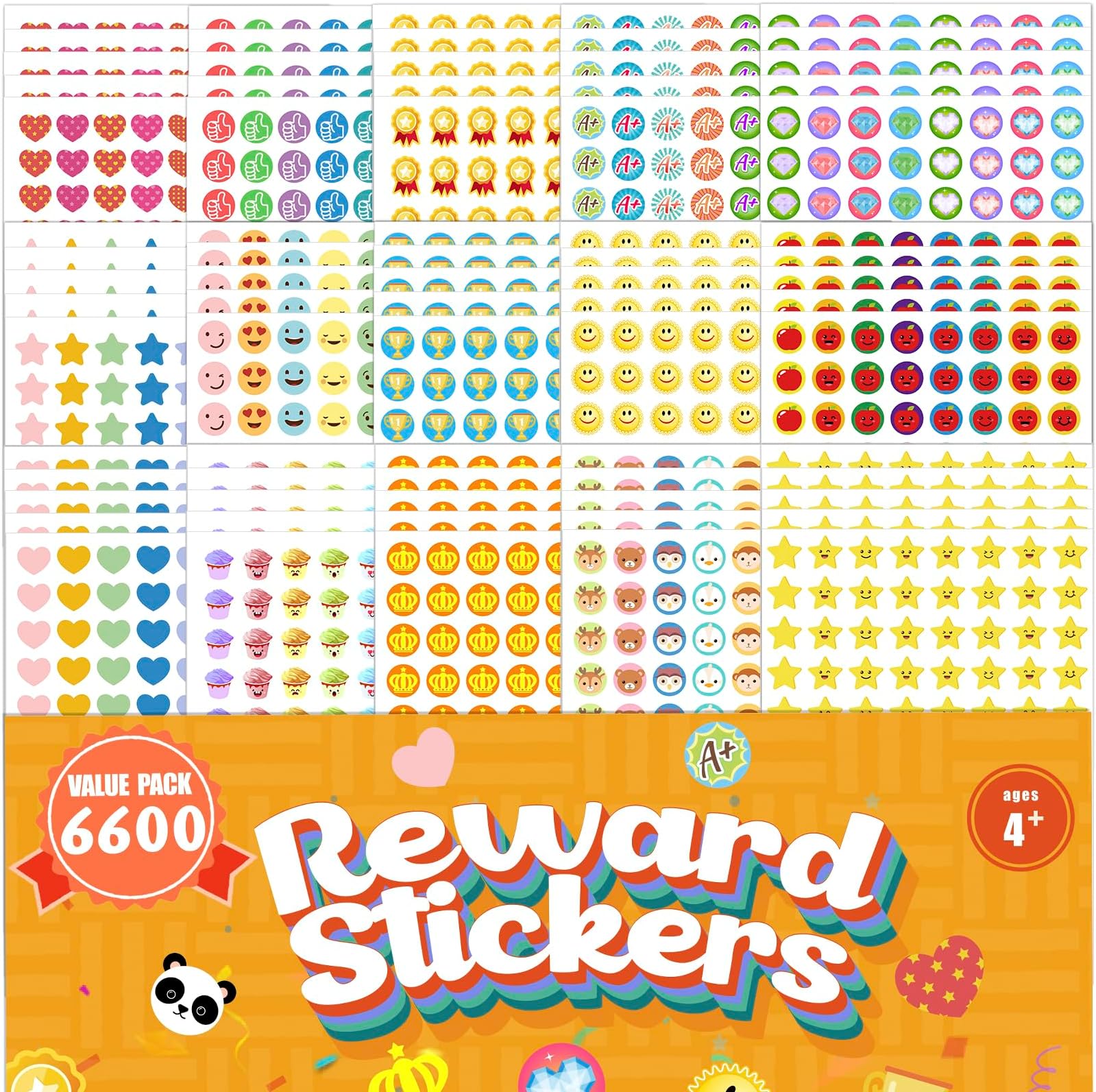 Upgrade 6600 Small Stickers for Teacher Supplies - Premium Mini Reward Stickers for Kids Classroom, Incentive for Student, Bulk Reward Stickers Mega Variety Pack