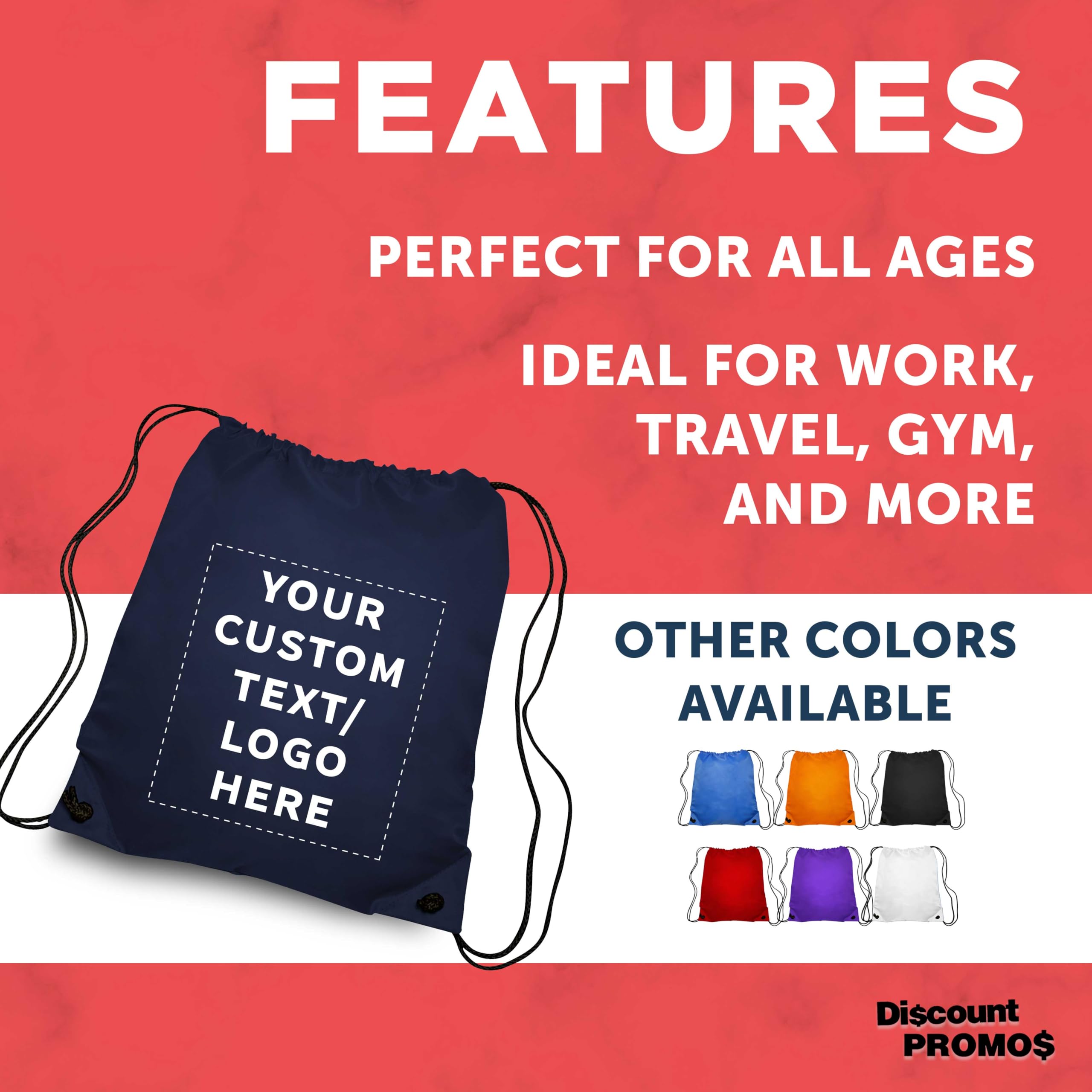 Custom Classic Polyester Drawstring Bagpack Set - Dettaglio