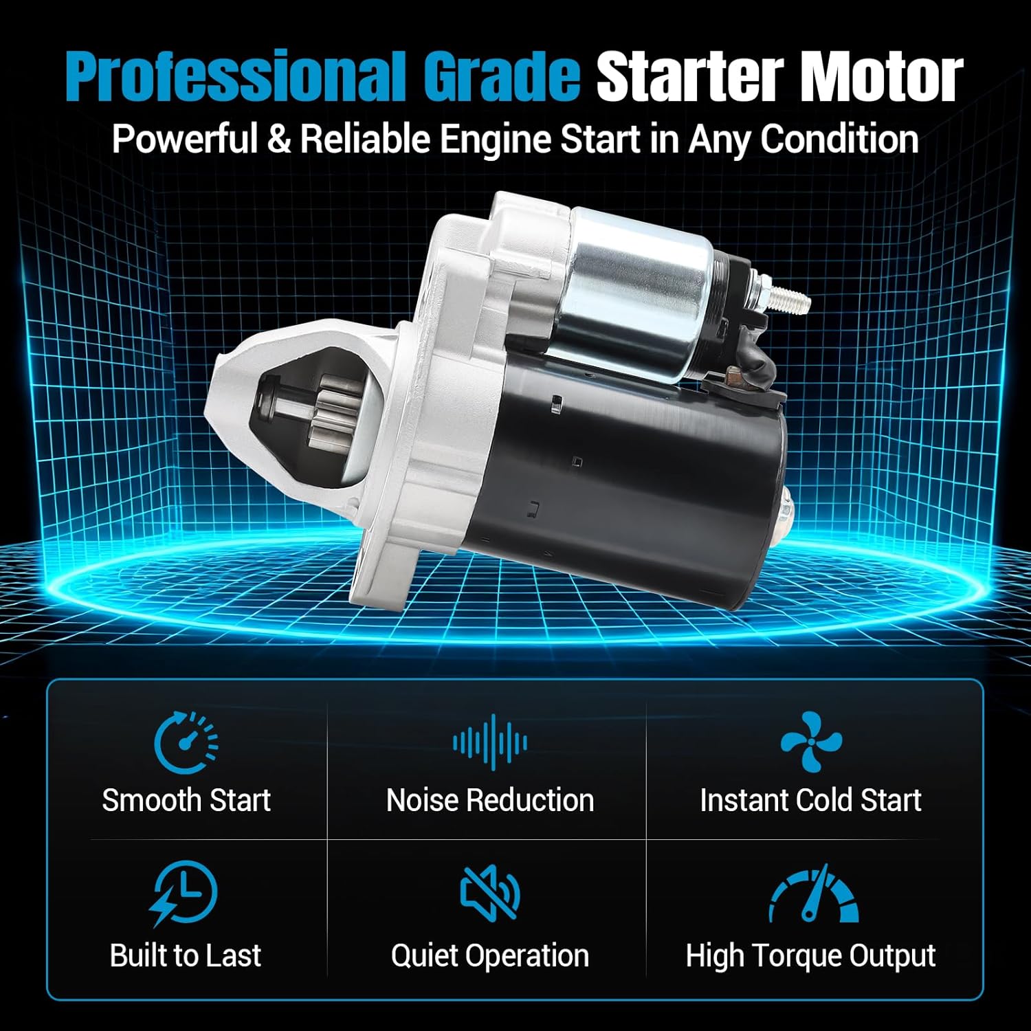 17920N Starter Motor Compatible with Mercedes-Benz C230 2003-2005 1.8L, C250 SLK250 2012-2015 1.8L, 12V 1.1KW 9 Teeth Clockwise, Replace# 0001107406, A0051513901, 944280203500