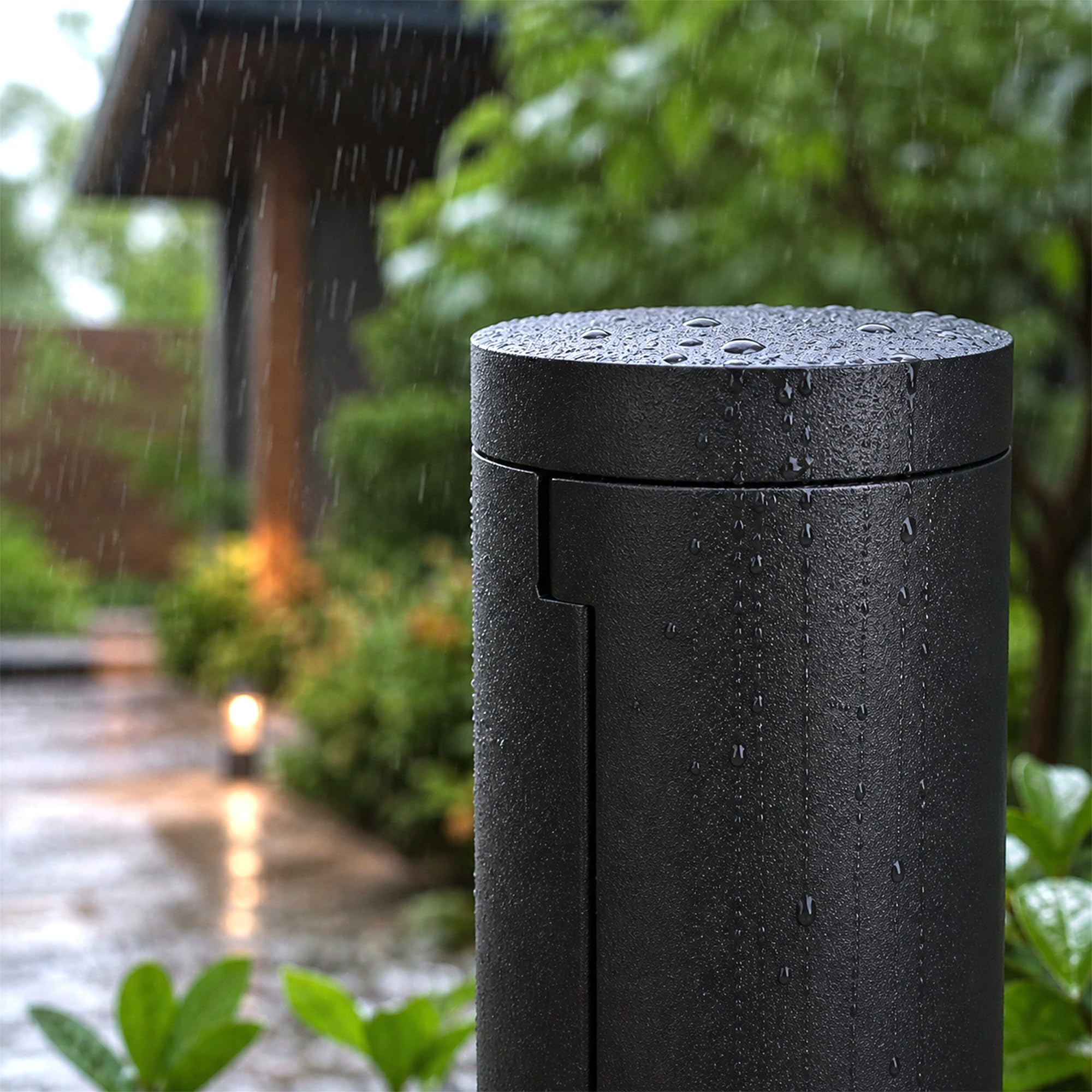 SSC-LUXon PALISO Design - Colonna di prese con 2 prese per giardino ed esterno, colonna di alimentazione con porta, colore: nero, IP44, altezza 39,5 cm