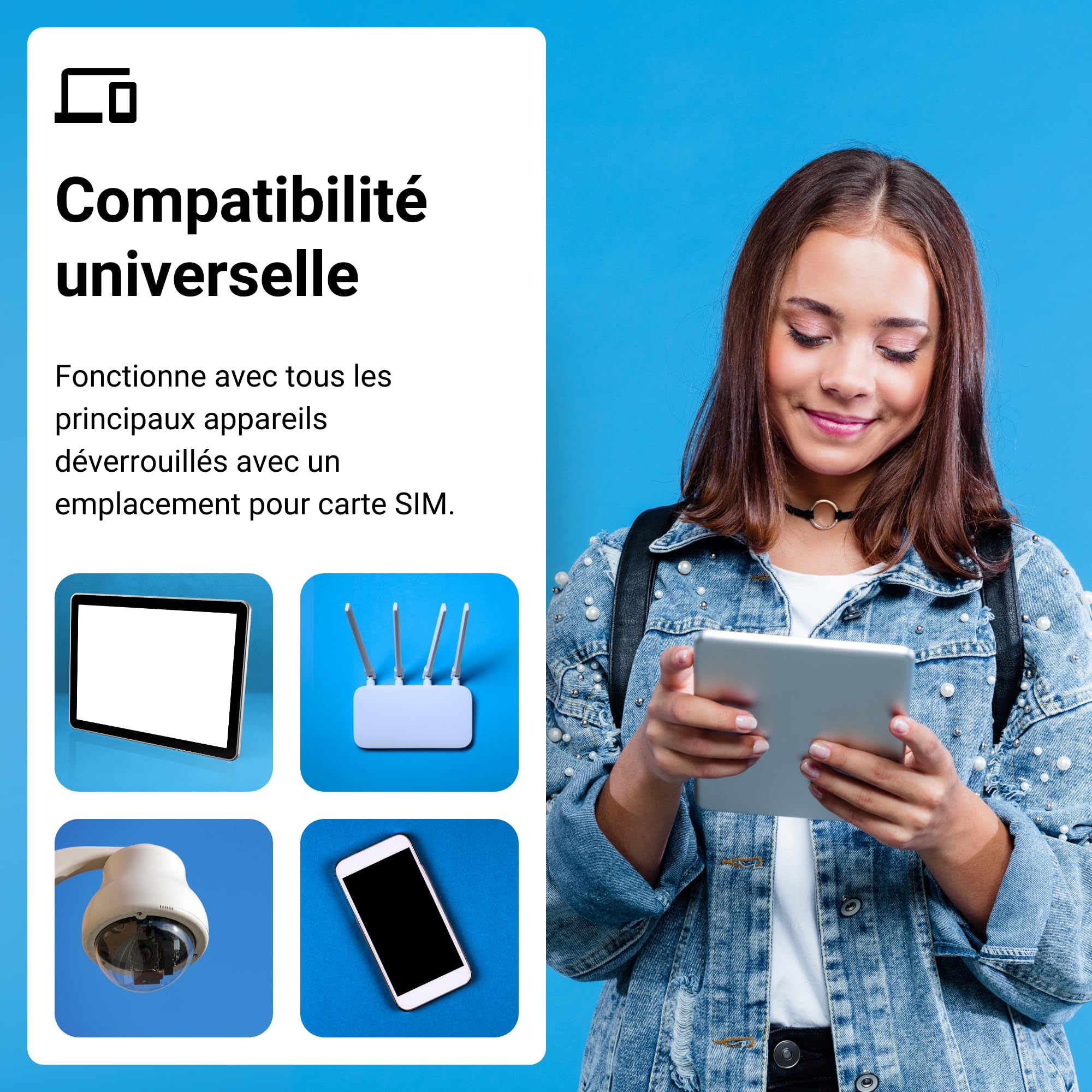SIM Données France 4 Réseaux, 6 Go valables 12 Mois, Bouygues, Free, Orange, SFR, 4G, 5G, Prépayée, Active dès La Première Utilisation, UE, IoT, Sécurité