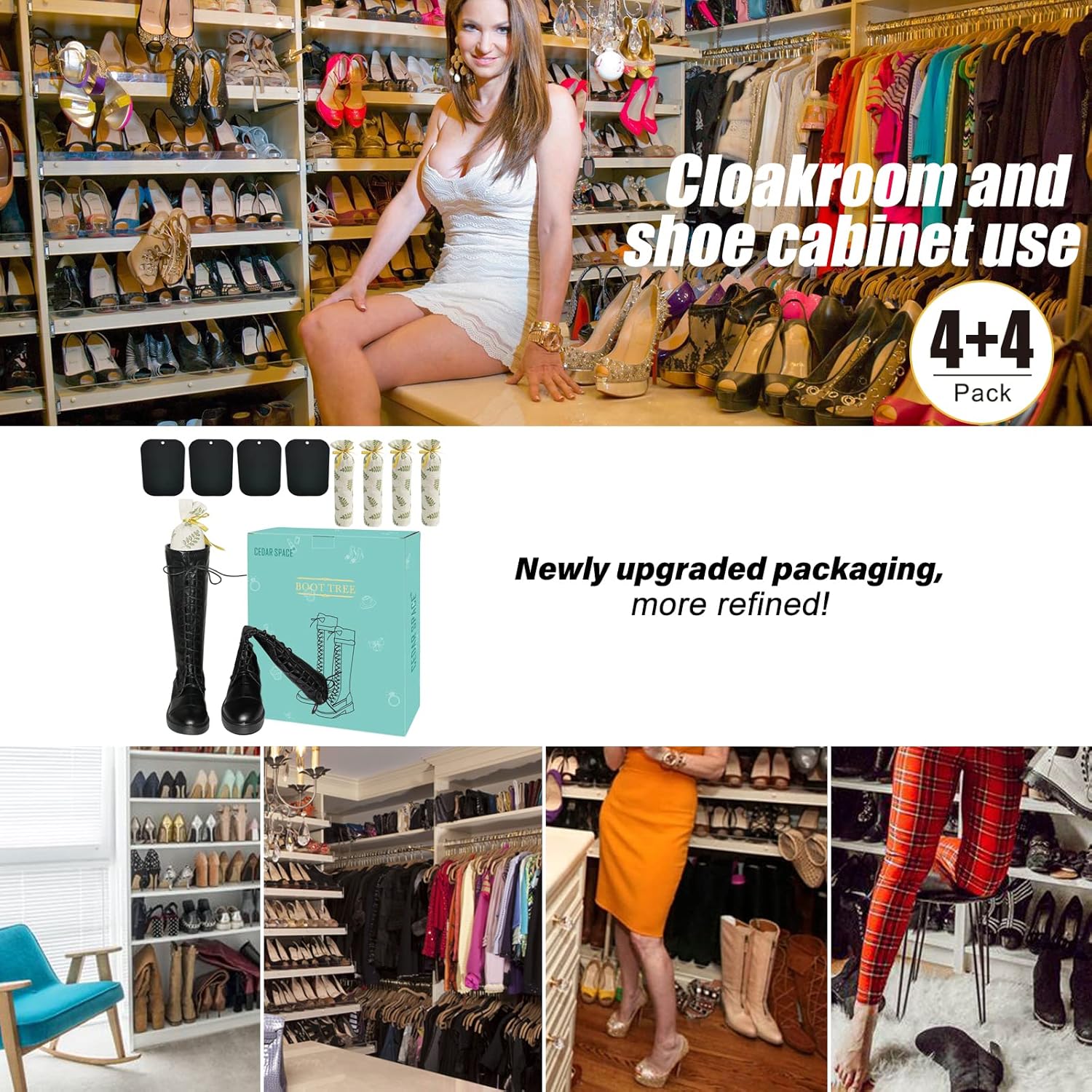 Boot Shapers for Tall Boots Women,Boot Trees Cedar Freshner,Inserts Boots Support for Women 100% Cedar Wooden Sachets Bags - Image 4