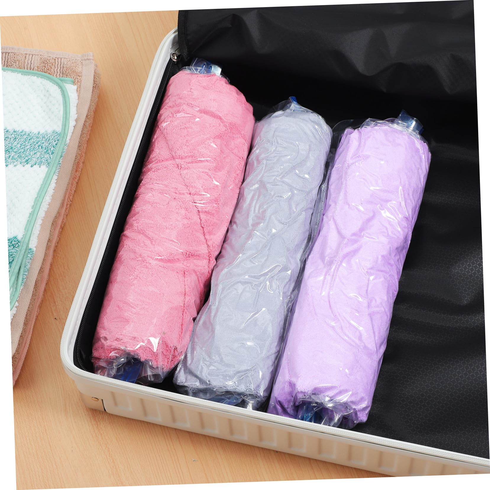 Rollbare Kompressionsbeutel Vakuum Reisetasche und aus Pa und Pe 12 Stück Platzsparend Einfach zu Benutzen für Kleidung und Bettwäsche für Reisen
