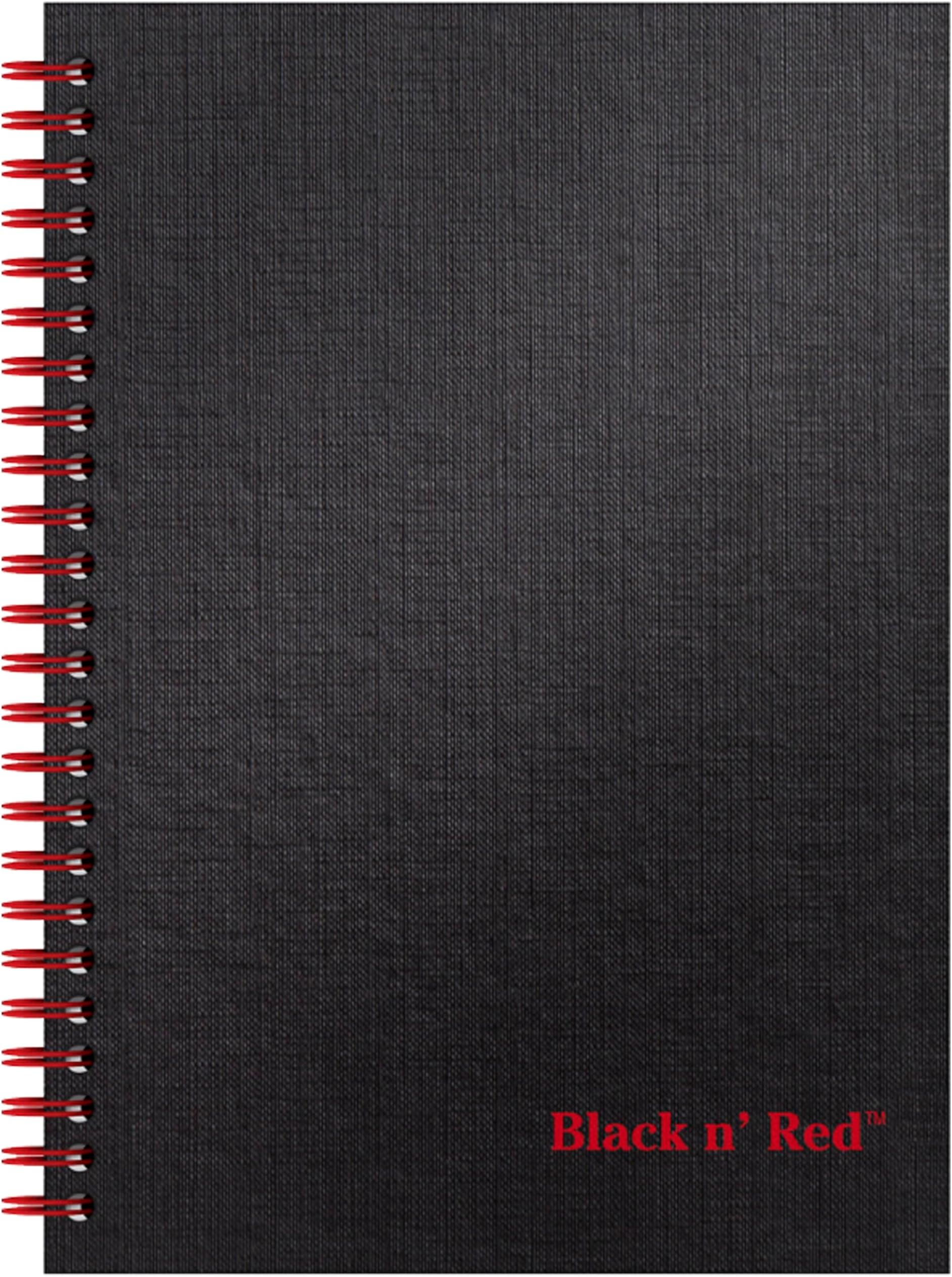 Twin Wire Hardcover Notebook, 8-1/4" x 5-7/8", Black/Red, 70 Ruled Sheets (L67000)