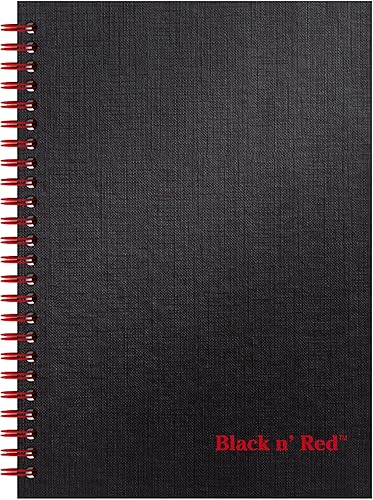 Cuaderno Black n' Red de tapa dura, doble espiral, grande, negro, rojo, 70 hojas rayadas, Negro M