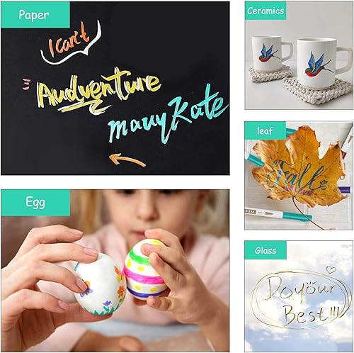 Miniatura 7 de Lelix - Rotuladores metálicos de 24 colores, punta fina para álbum de fotos de bricolaje, papel negro, fabricación de tarjetas, pintura de arte