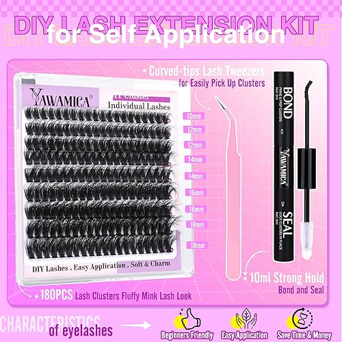 Miniatura 2 de Kit de extensión de pestañas esponjosas de 0.35 a 0.70 pulgadas, pestañas individuales de volumen 60D, kit de extensión de pestañas para