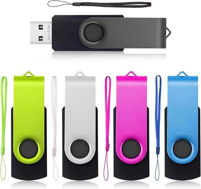 USB Stick, AreTop 64GB Memory Stick 5Pack, USB Flash Drive 64GB, Metal Multicolored High Speed USB 2.0 Flash Drive for Data Storage with 5pcs Ropes