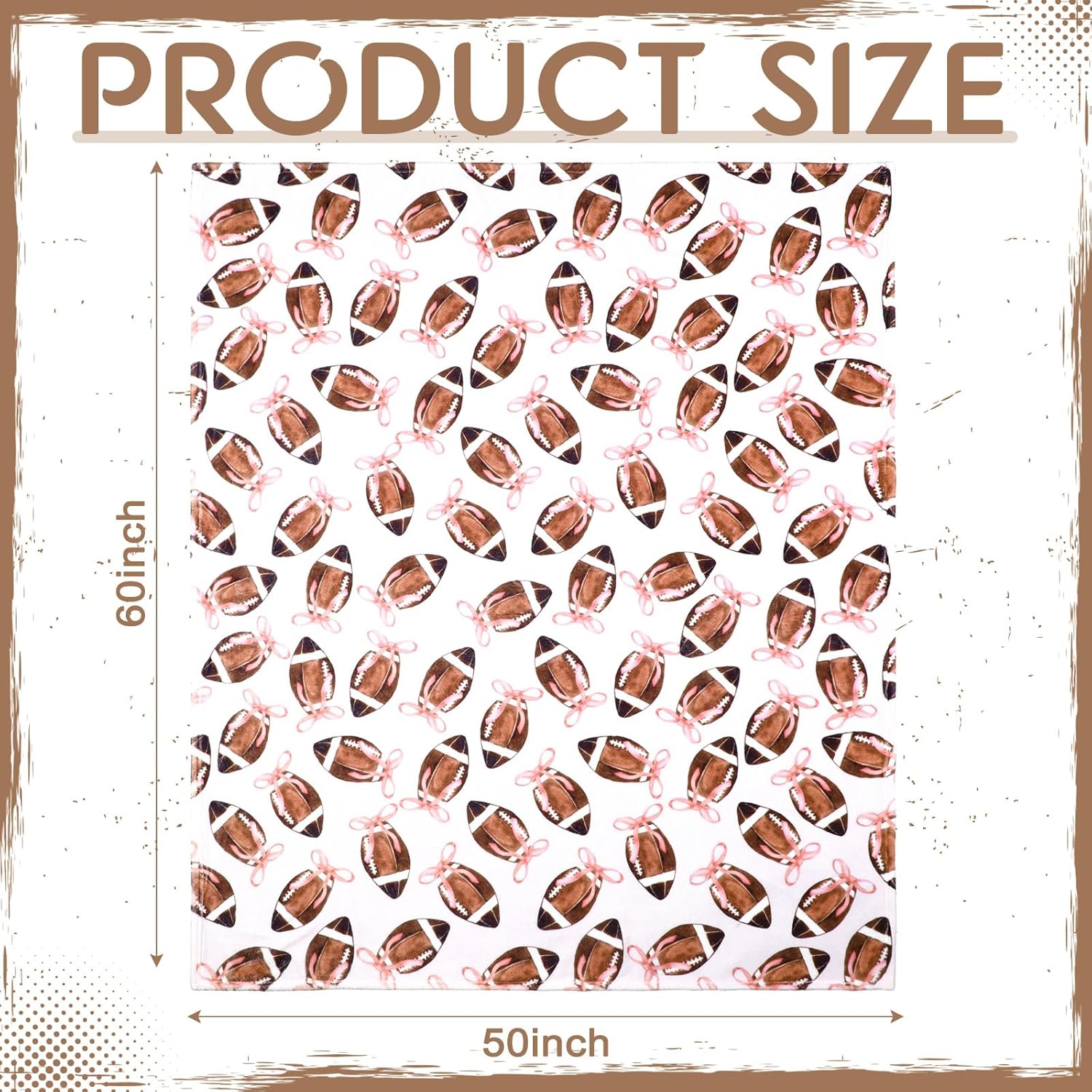 Pink Bow Football Blanket for Teen Girls Cute Soft Flannel Throw Blanket Washable Aesthetic Fuzzy Fleece Throw for Couch Sofa Bed Decor, Valentine Galentines Day Gift 50 x 60inch - Image 2