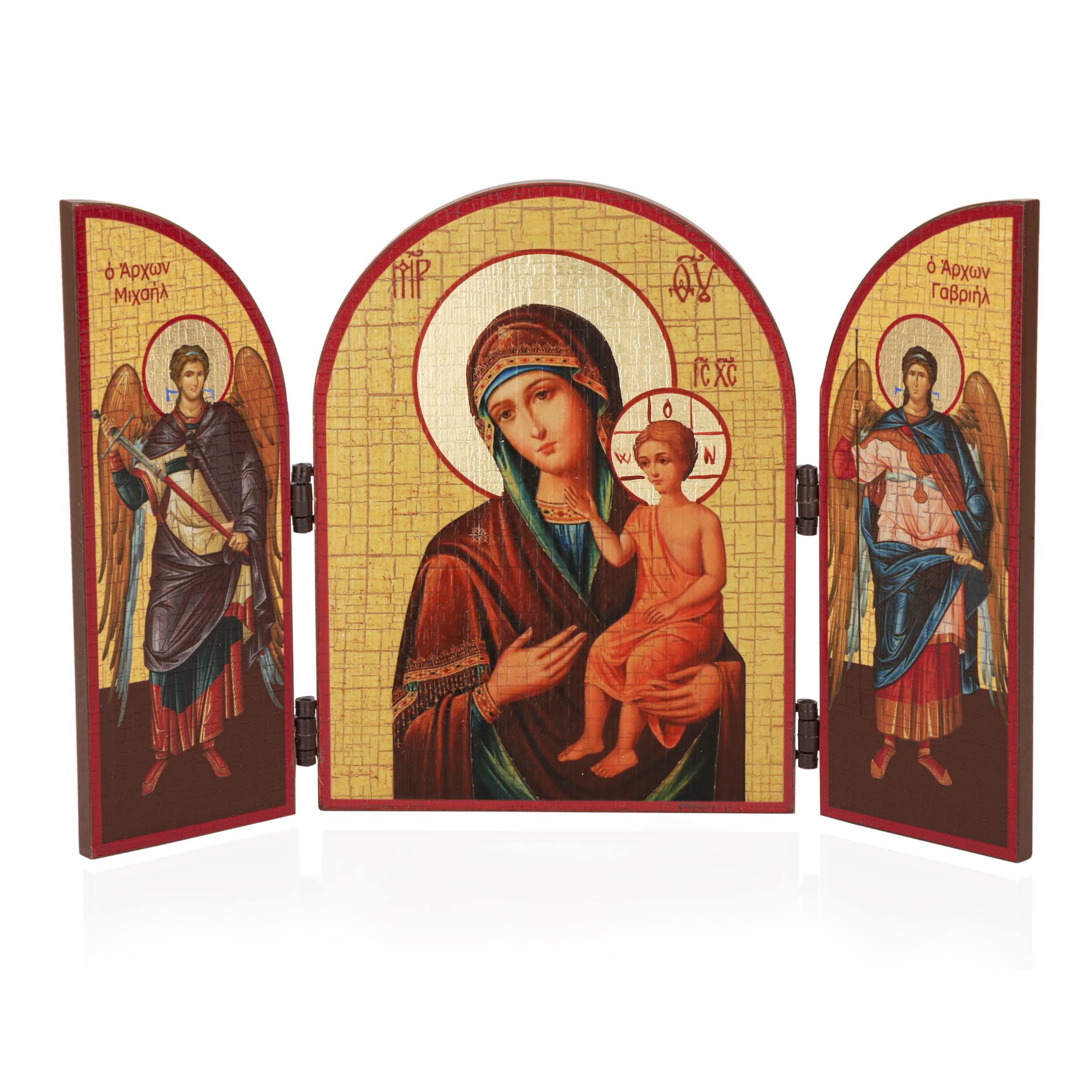 NKlaus Gottesmutter Erziehung Triptychon Holz Ikone 25x16cm christlich 11312 - Image 1