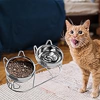 Vista 2 de Elevated Cat Bowls Food and Water Bowl Set for Travel Small Dogs Indoor Cats