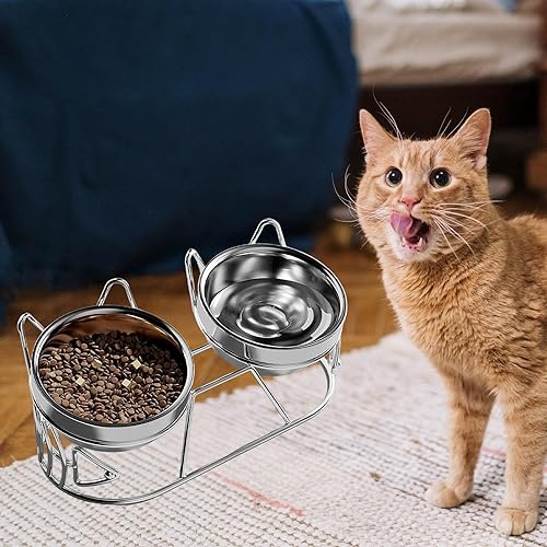 Miniatura 2 de Elevated Cat Bowls Food and Water Bowl Set for Travel Small Dogs Indoor Cats