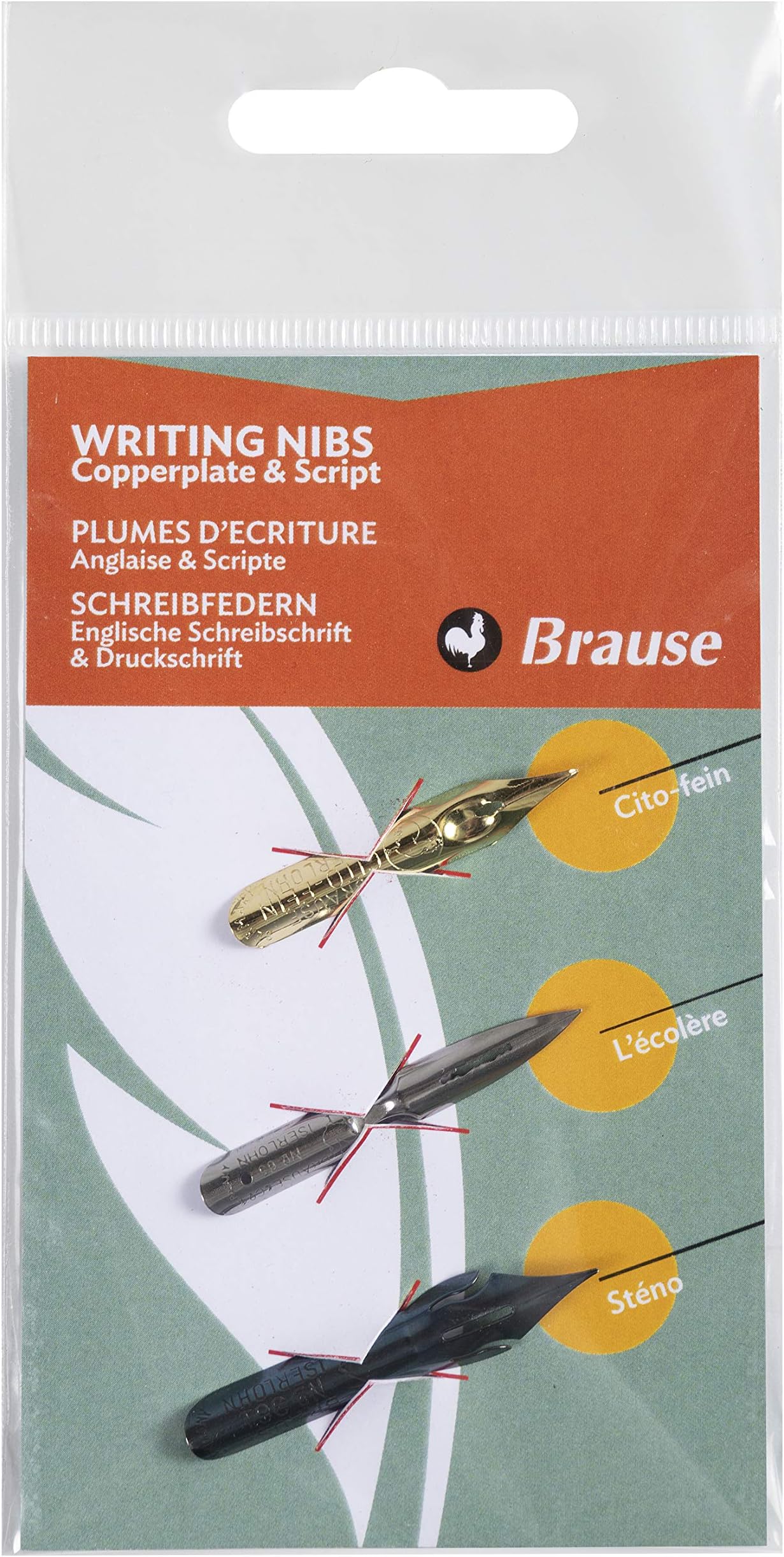 Pennini Calligrafia Brause Sténo - Confezione Da 3 Pezzi In Metallo Per Scrittura Corsiva - Foto 2