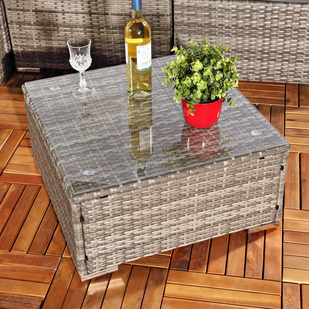 Melko XXL Rotin meublier, Ensemble de Jardin, Poly-rotin, Lounge, Meuble de Jardin, Suite, Gris Sofa