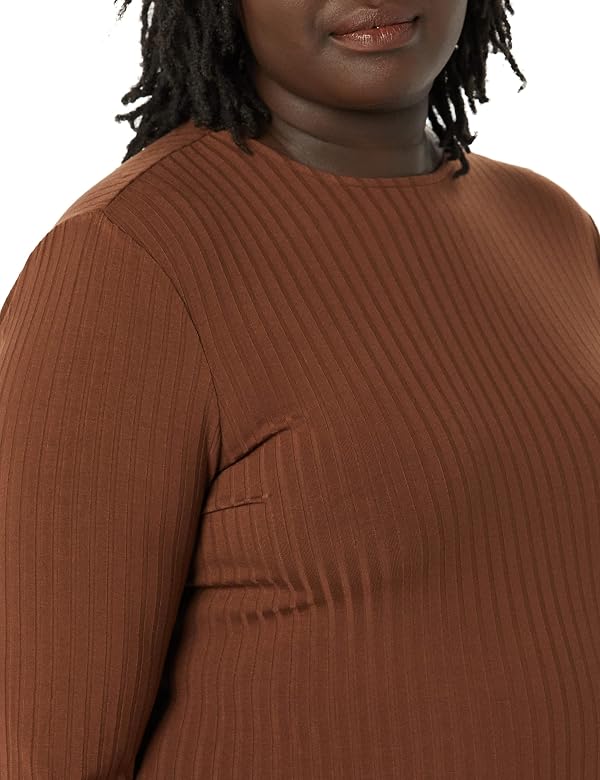Daily Ritual Women's Wide Rib Open Back Long Sleeve Dress Dress, -Chocolate, XX-Large by Amazon Essentials - Used condition - Image 5
