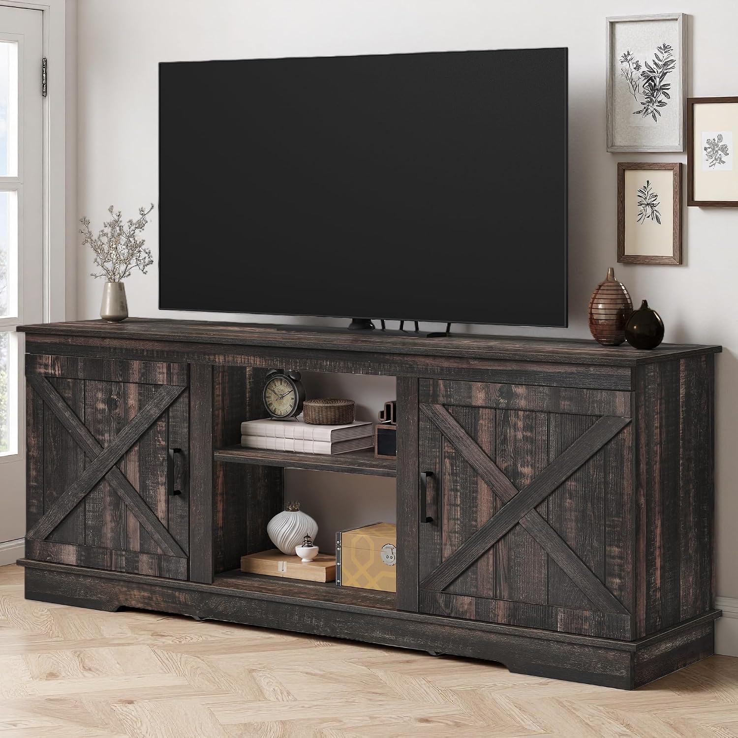 DWVO Farmhouse TV Stand for TVs...